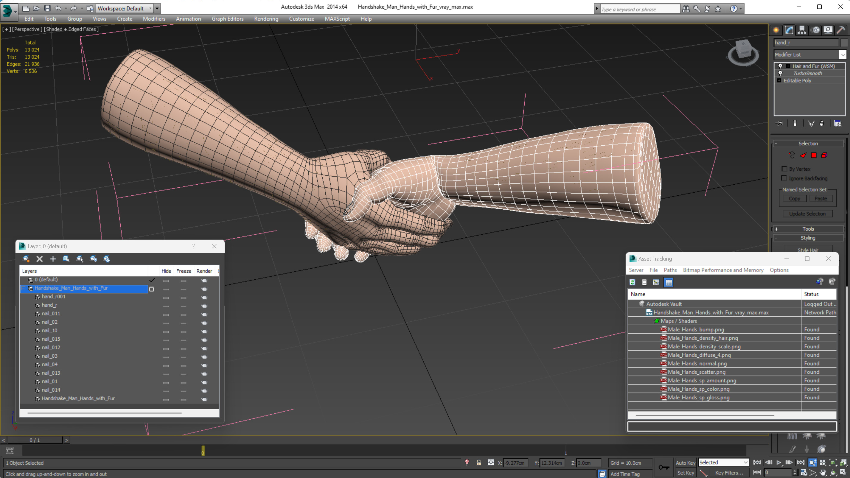 3D Handshake Man Hands with Fur model