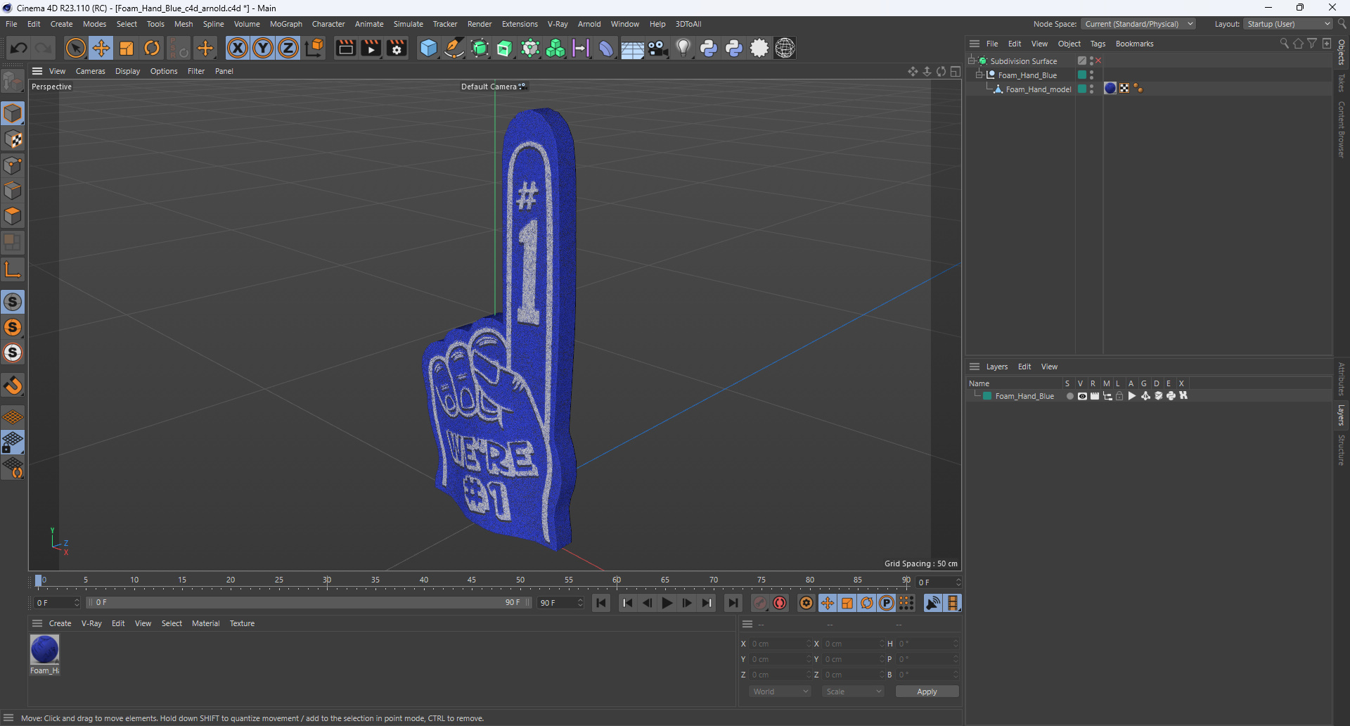 Foam Hand Blue 3D model
