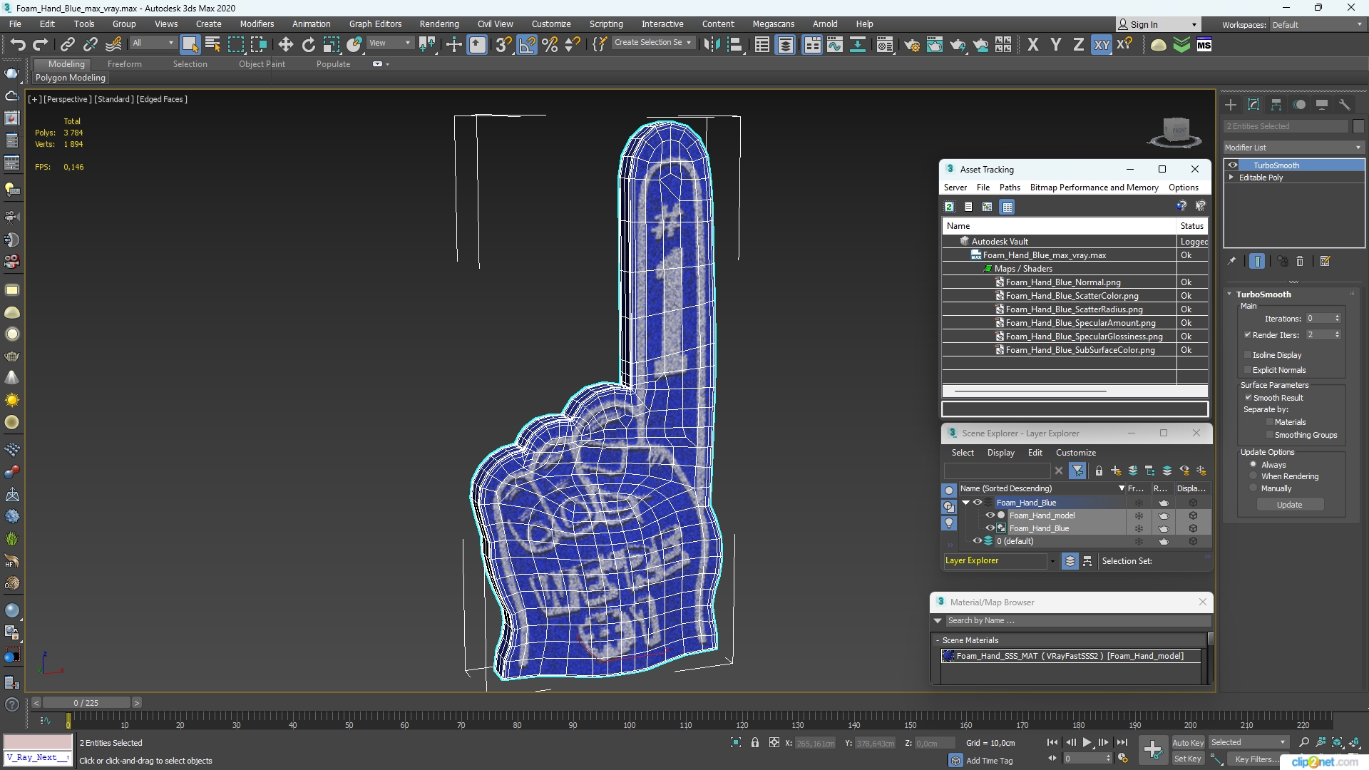 Foam Hand Blue 3D model