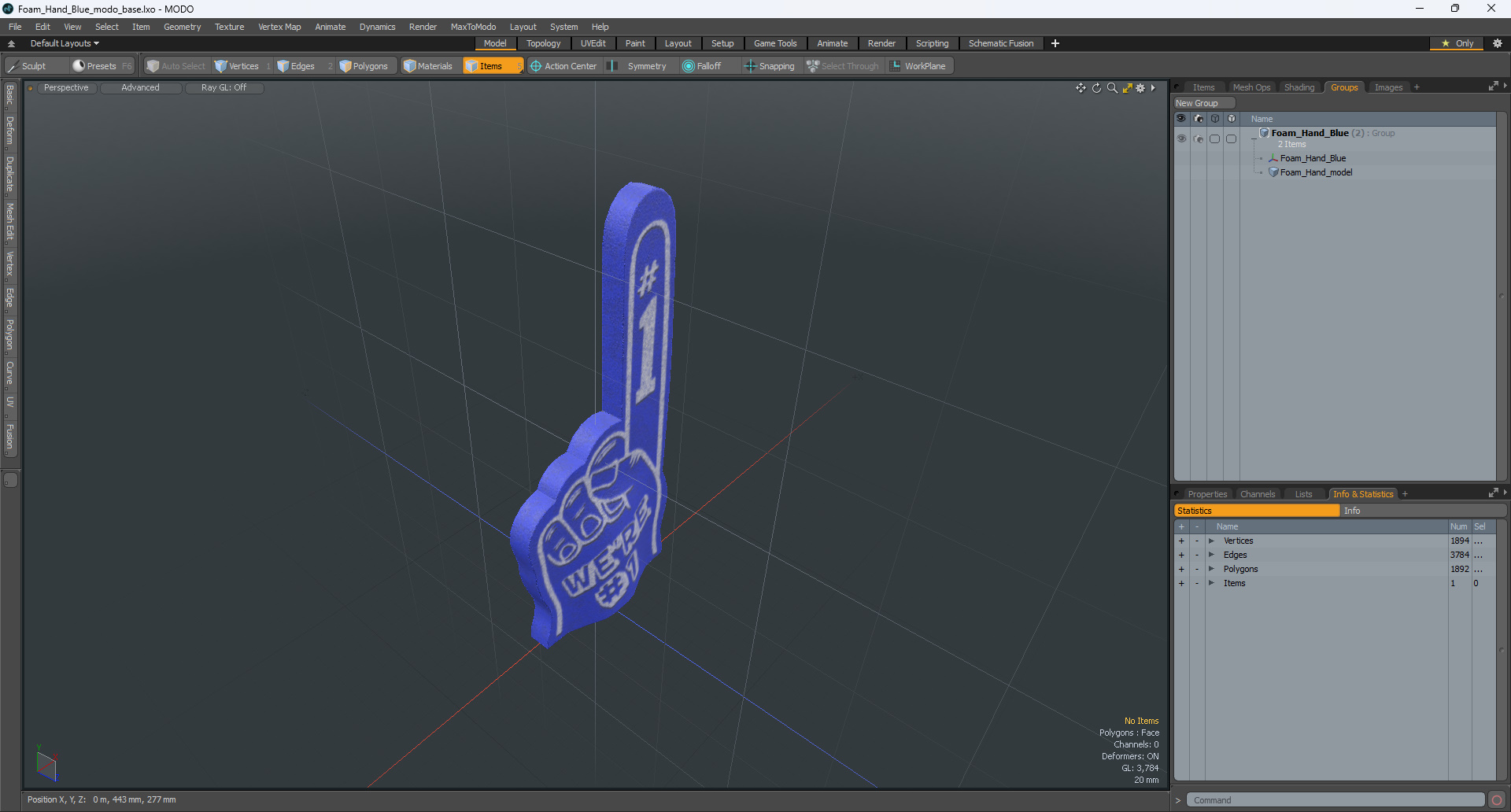 Foam Hand Blue 3D model