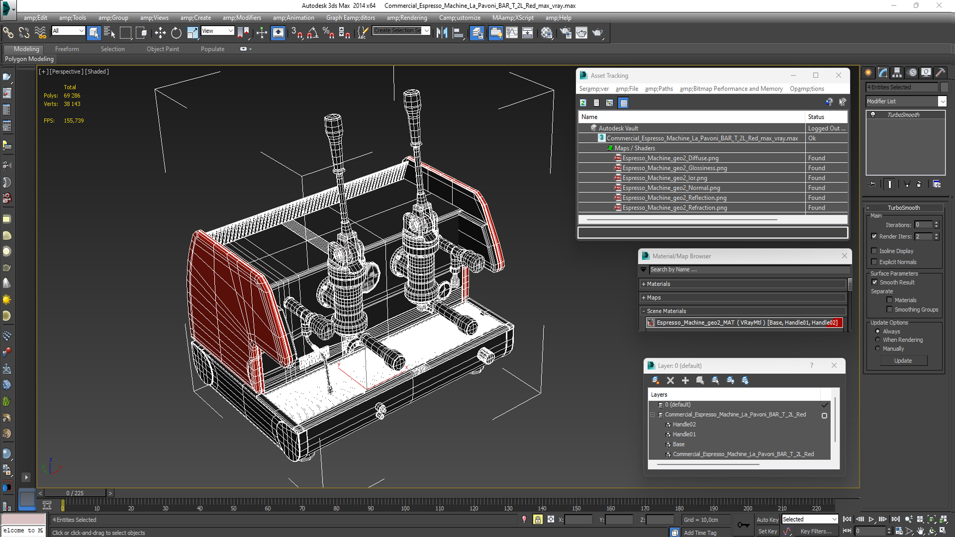 3D model Commercial Espresso Machine La Pavoni BAR T 2L Red