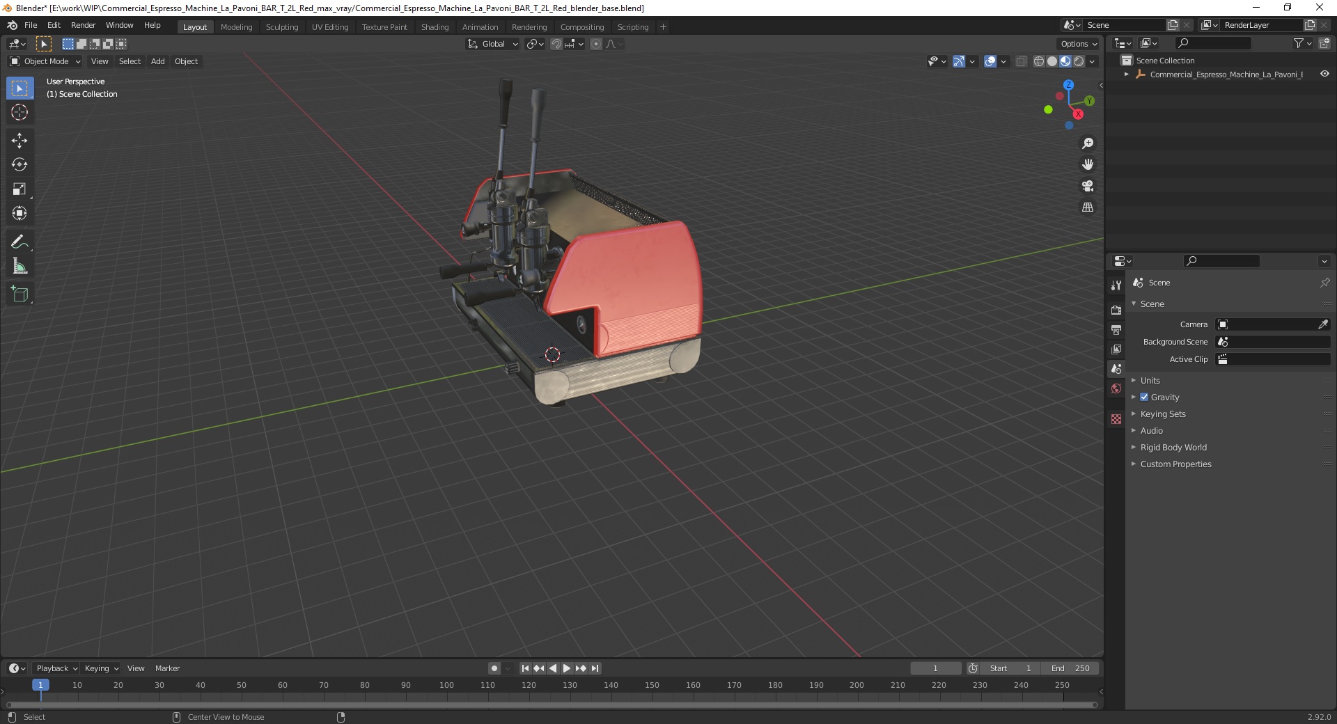 3D model Commercial Espresso Machine La Pavoni BAR T 2L Red