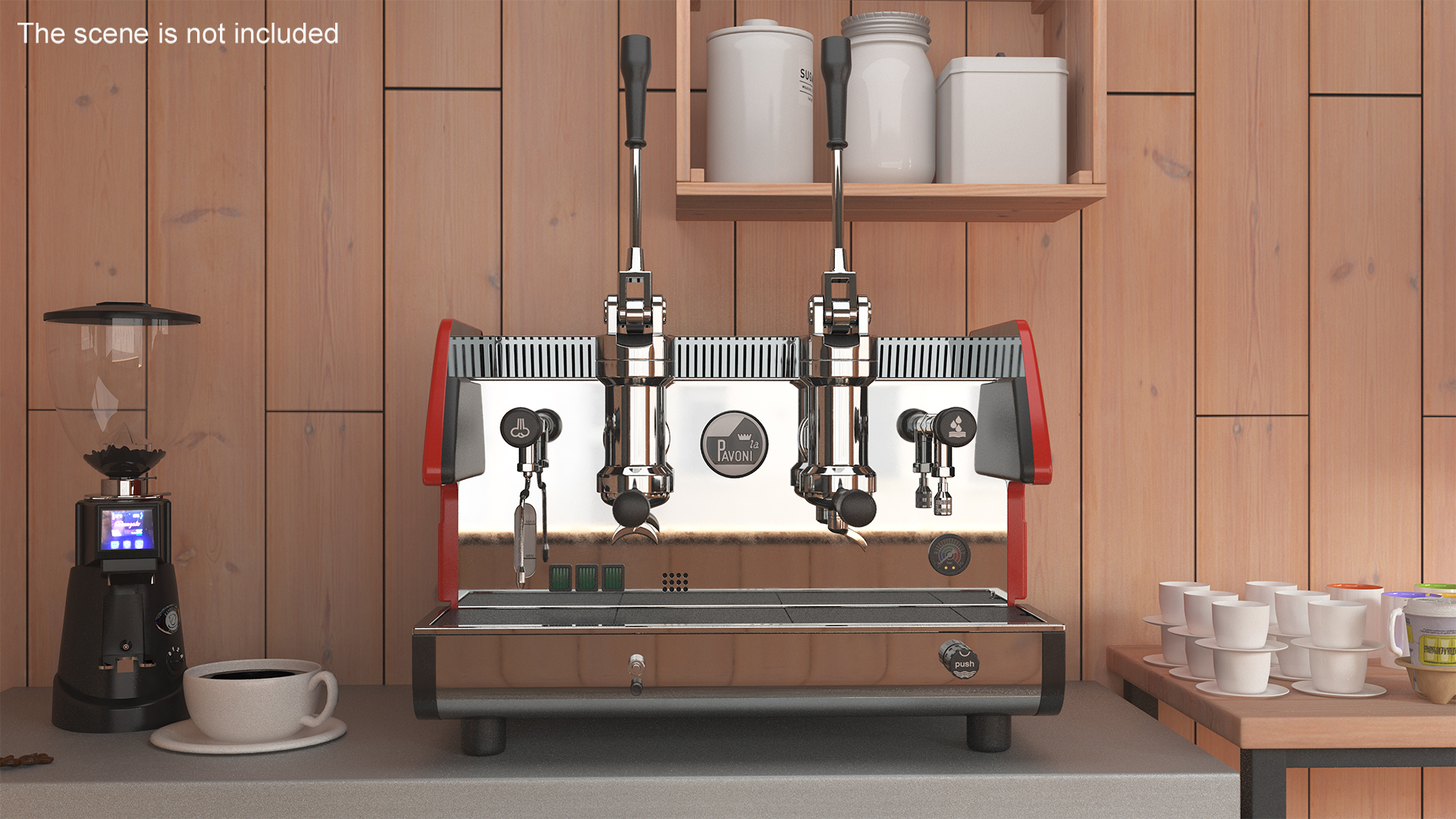 3D model Commercial Espresso Machine La Pavoni BAR T 2L Red