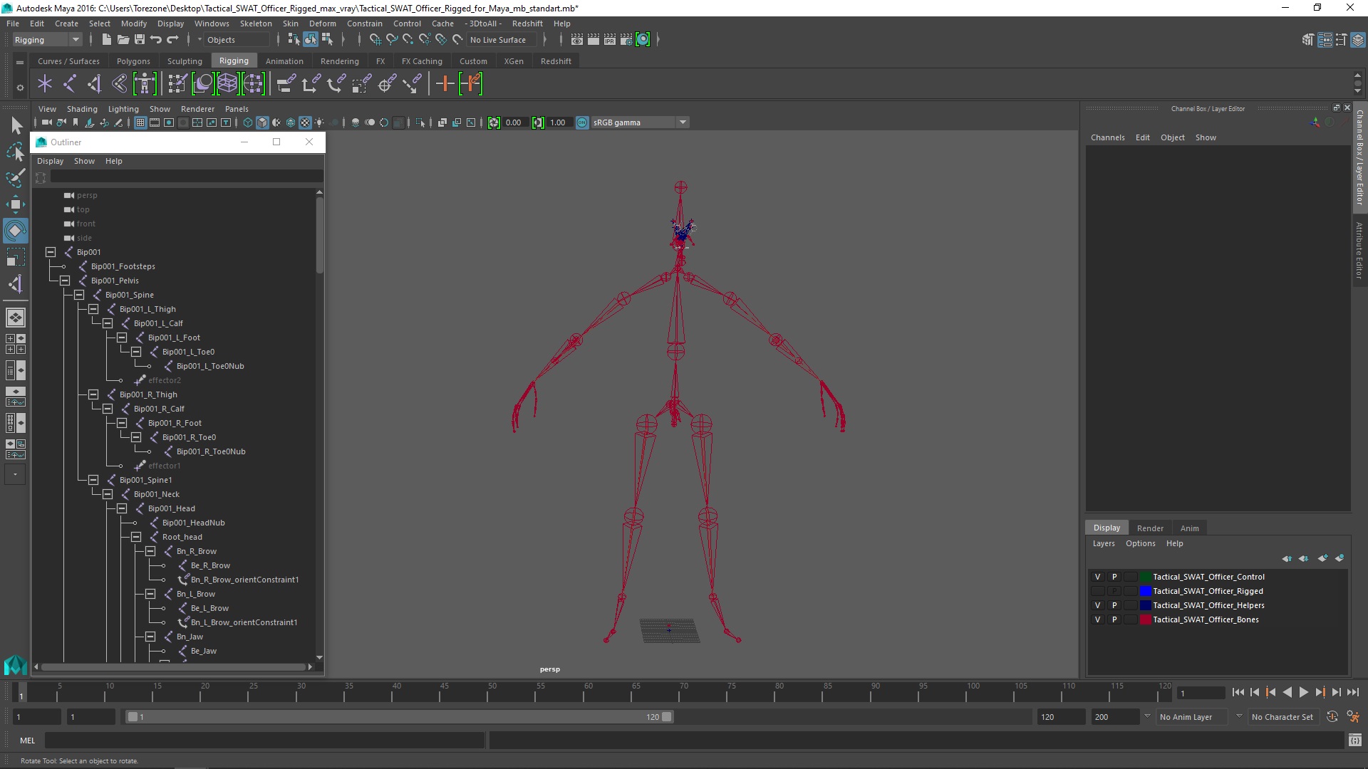 Tactical SWAT Officer Rigged for Maya 3D