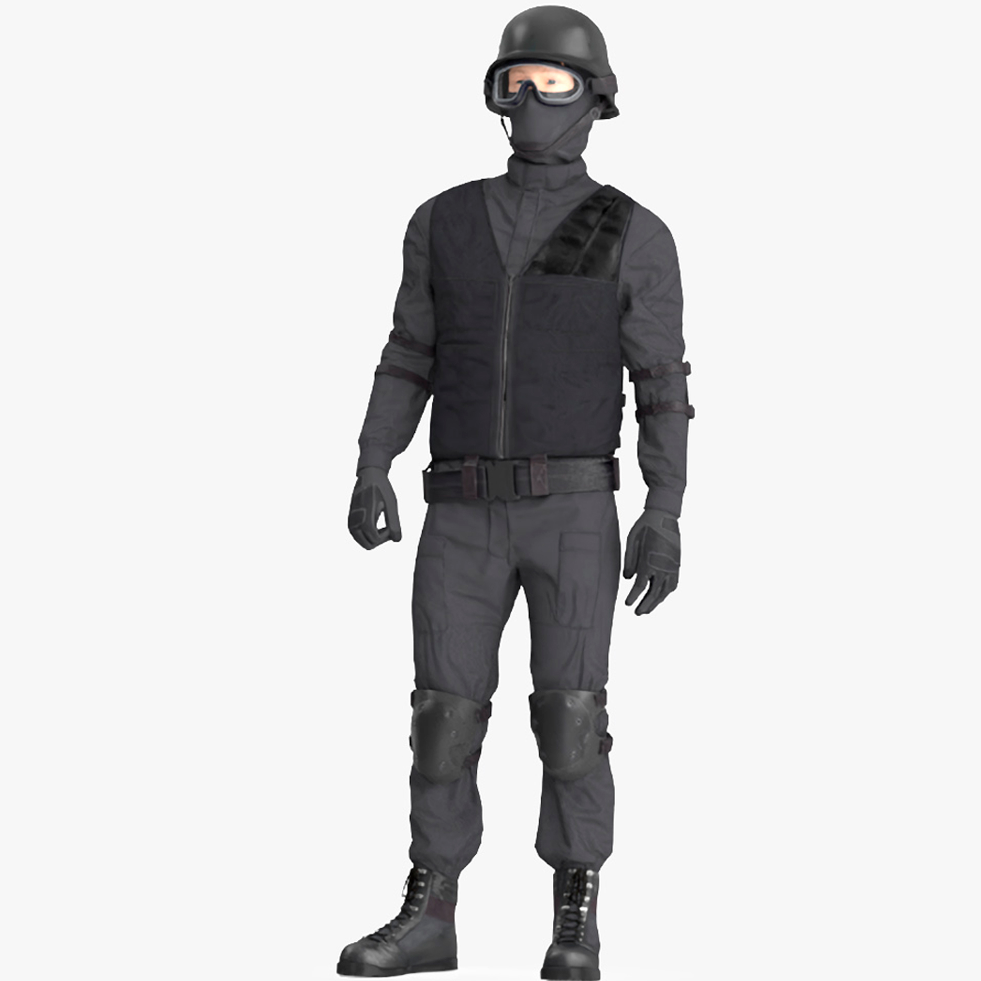 Tactical SWAT Officer Rigged for Maya 3D