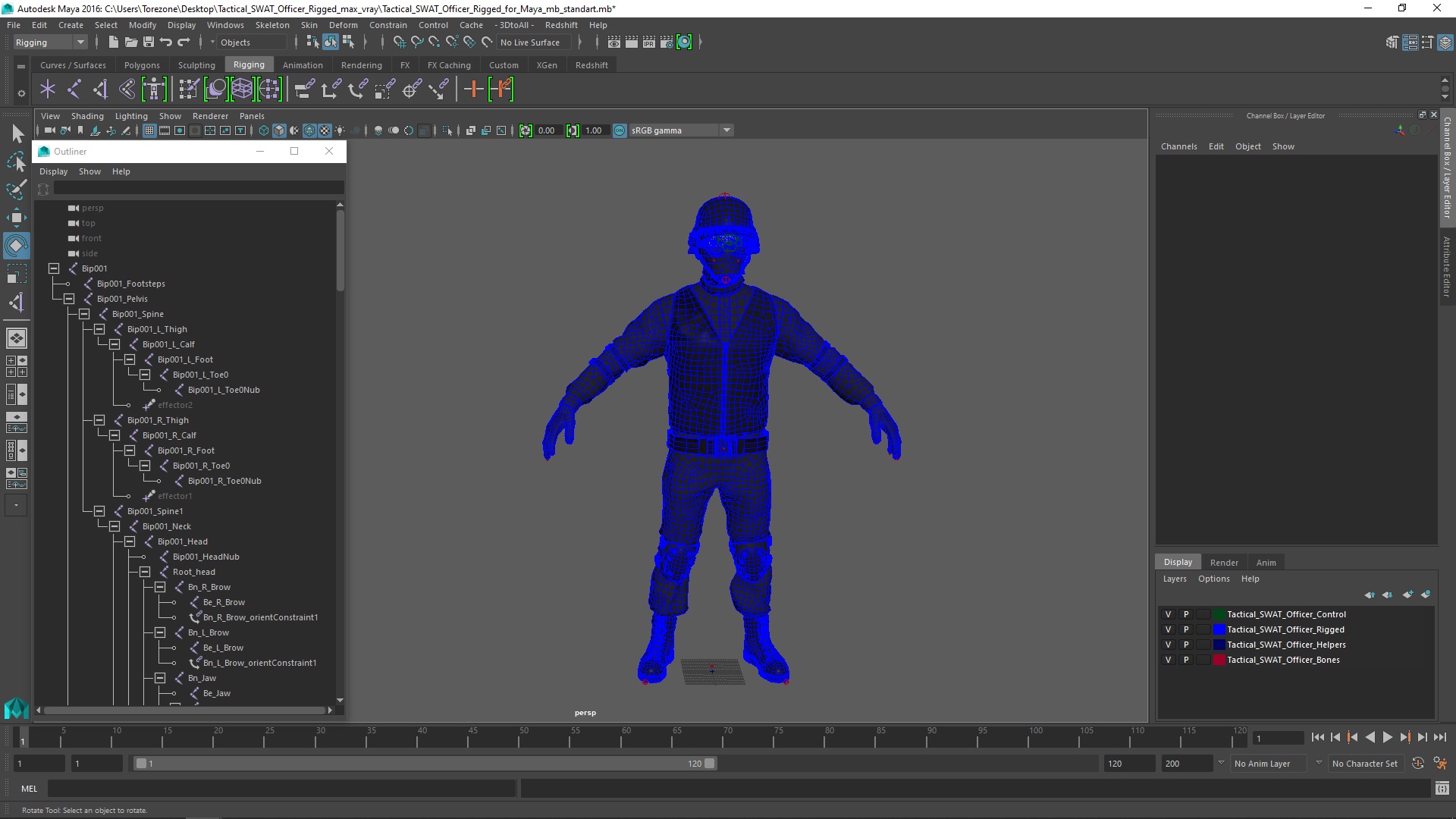 Tactical SWAT Officer Rigged for Maya 3D