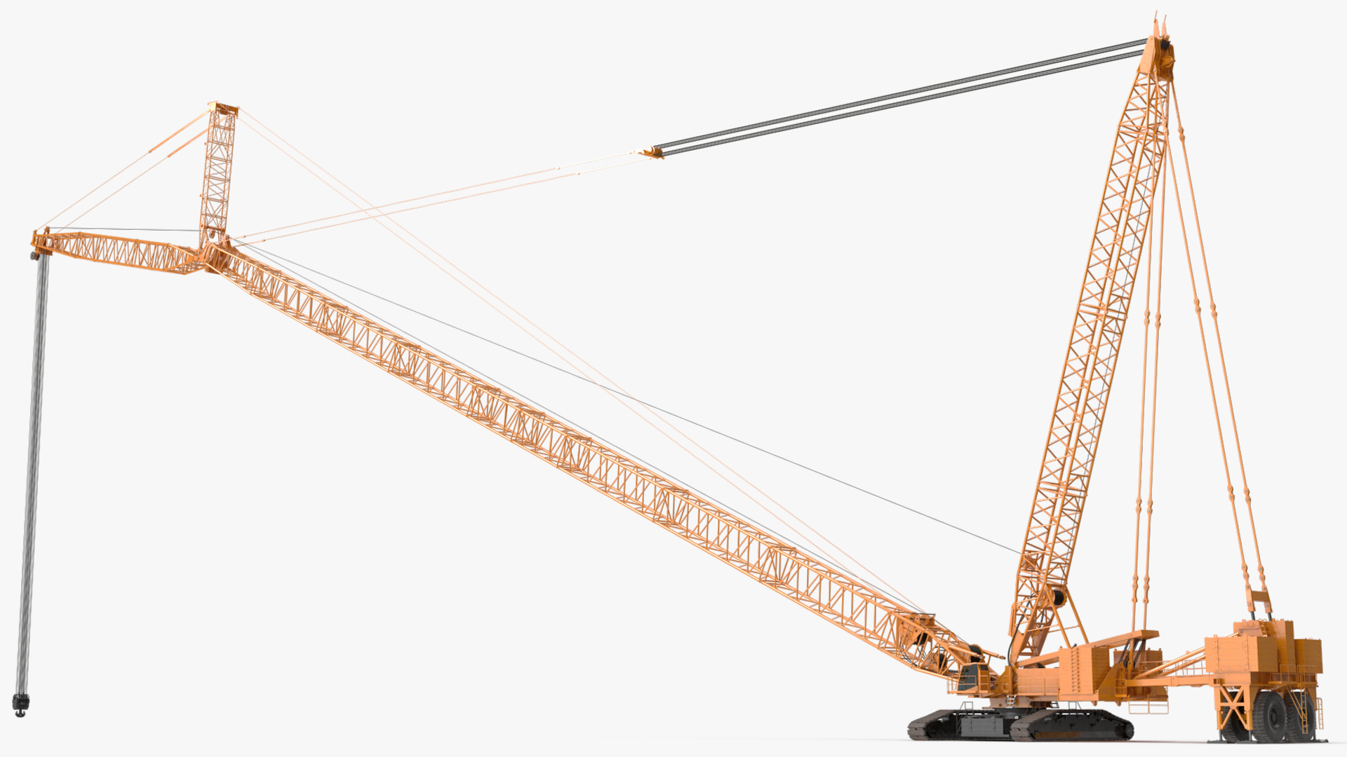 3D model Crawler Crane with Lattice Boom for Construction Rigged