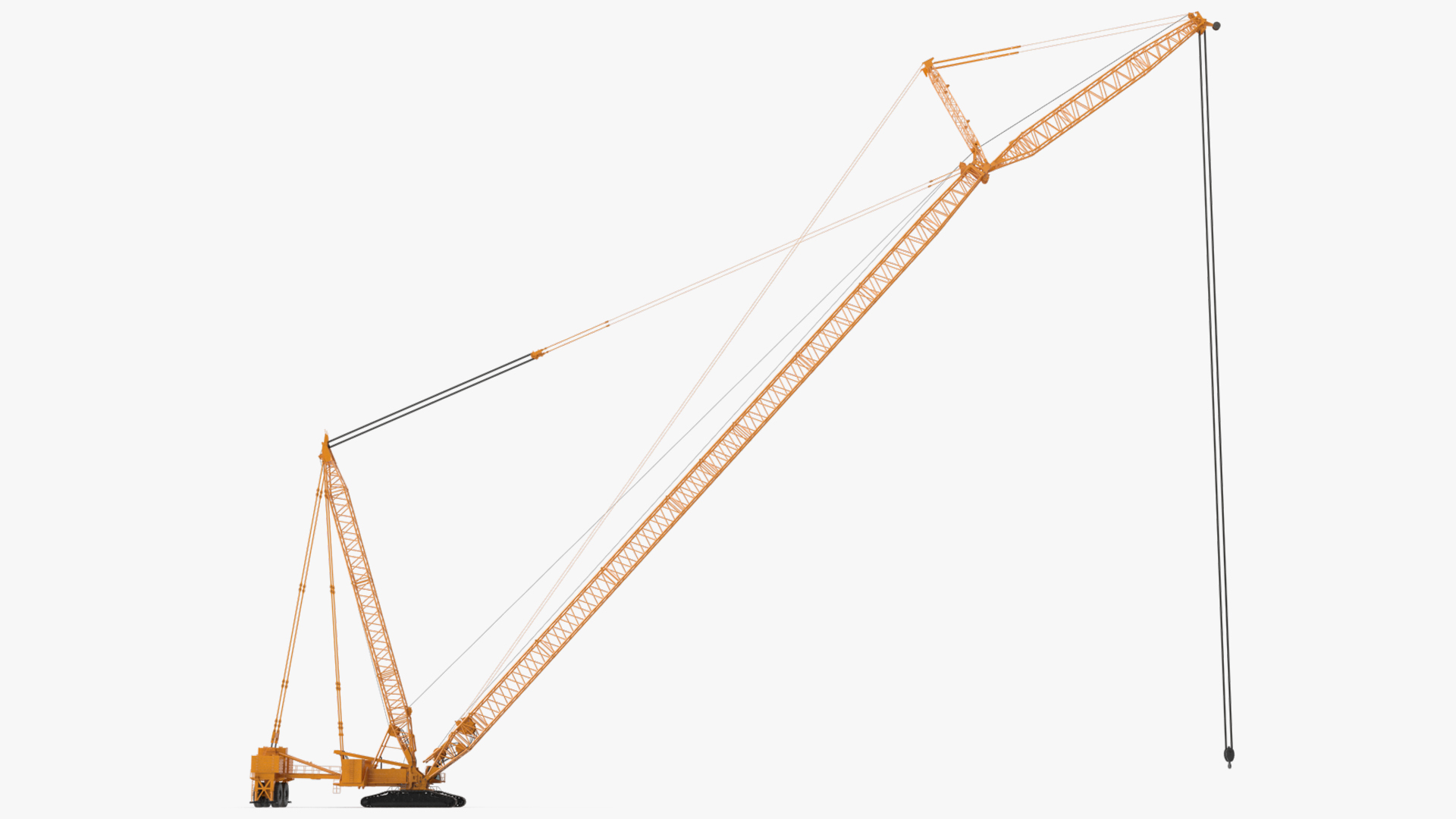 3D model Crawler Crane with Lattice Boom for Construction Rigged