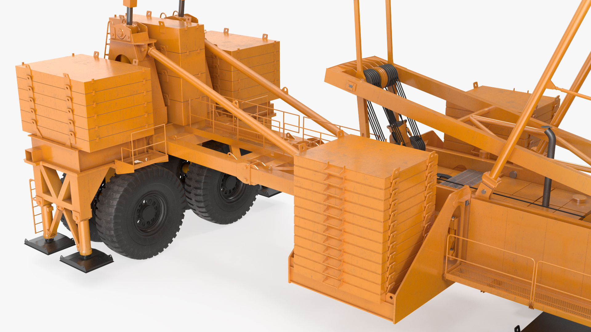 3D model Crawler Crane with Lattice Boom for Construction Rigged