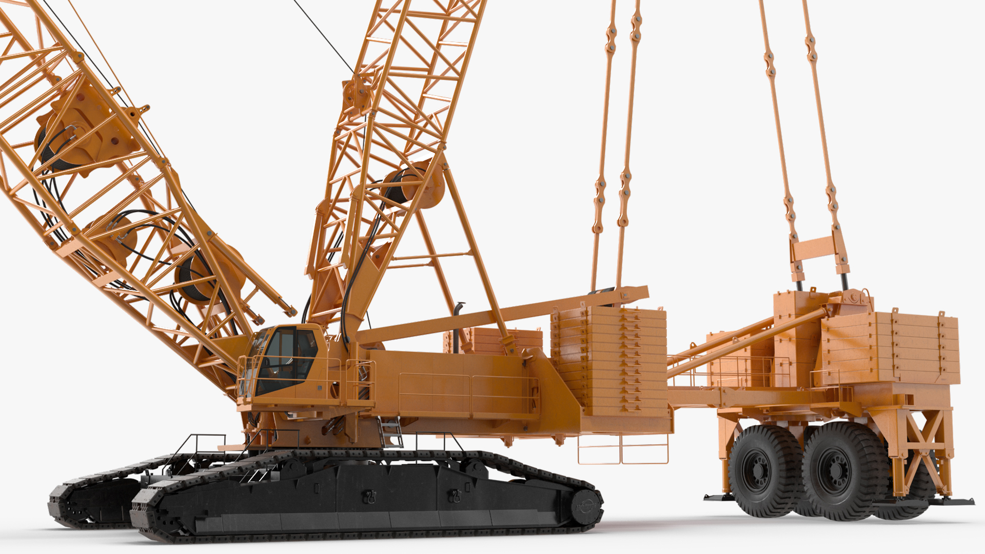 3D model Crawler Crane with Lattice Boom for Construction Rigged