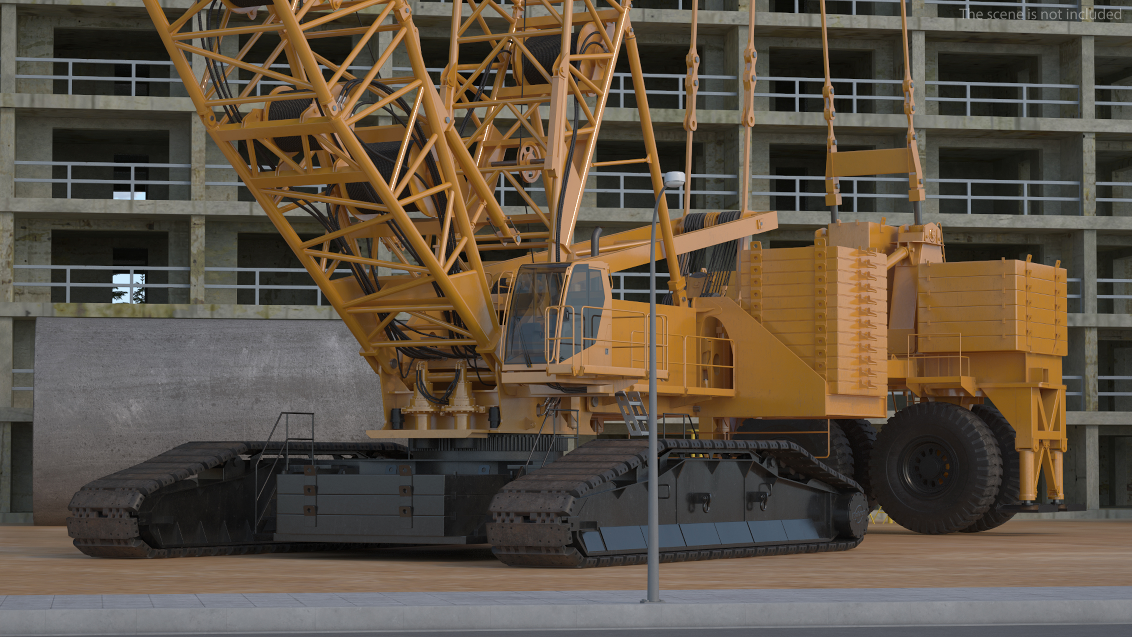 3D model Crawler Crane with Lattice Boom for Construction Rigged