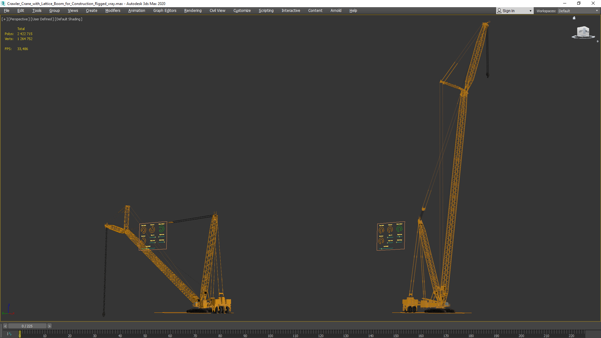 3D model Crawler Crane with Lattice Boom for Construction Rigged