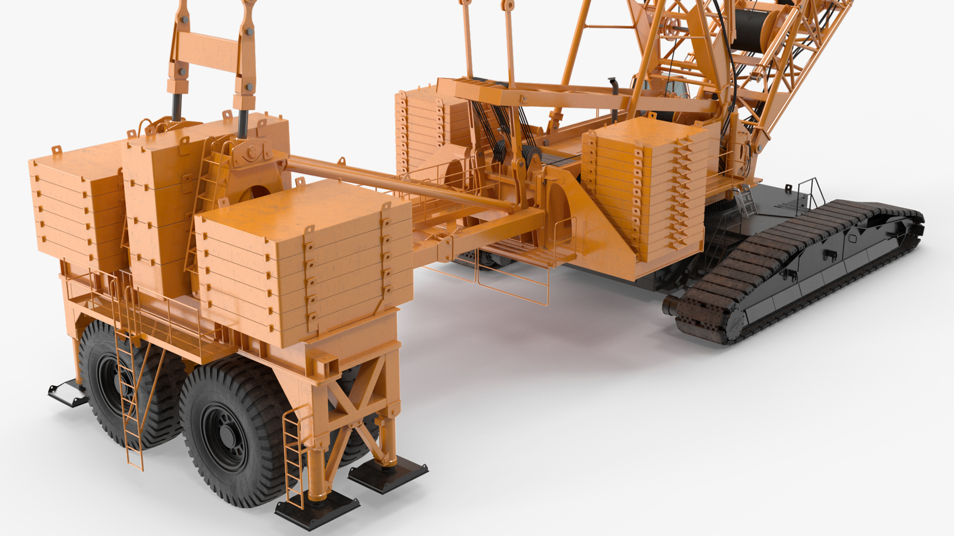3D model Crawler Crane with Lattice Boom for Construction Rigged
