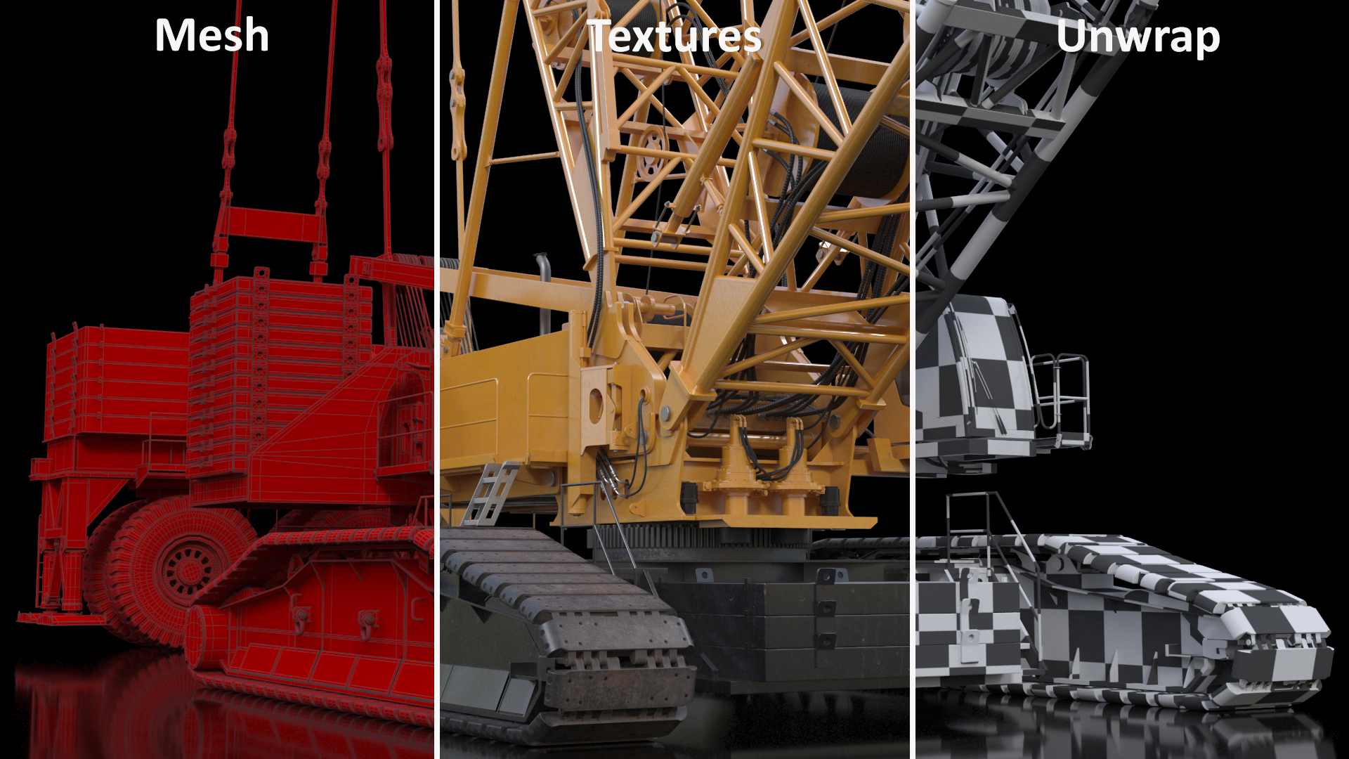 3D model Crawler Crane with Lattice Boom for Construction Rigged