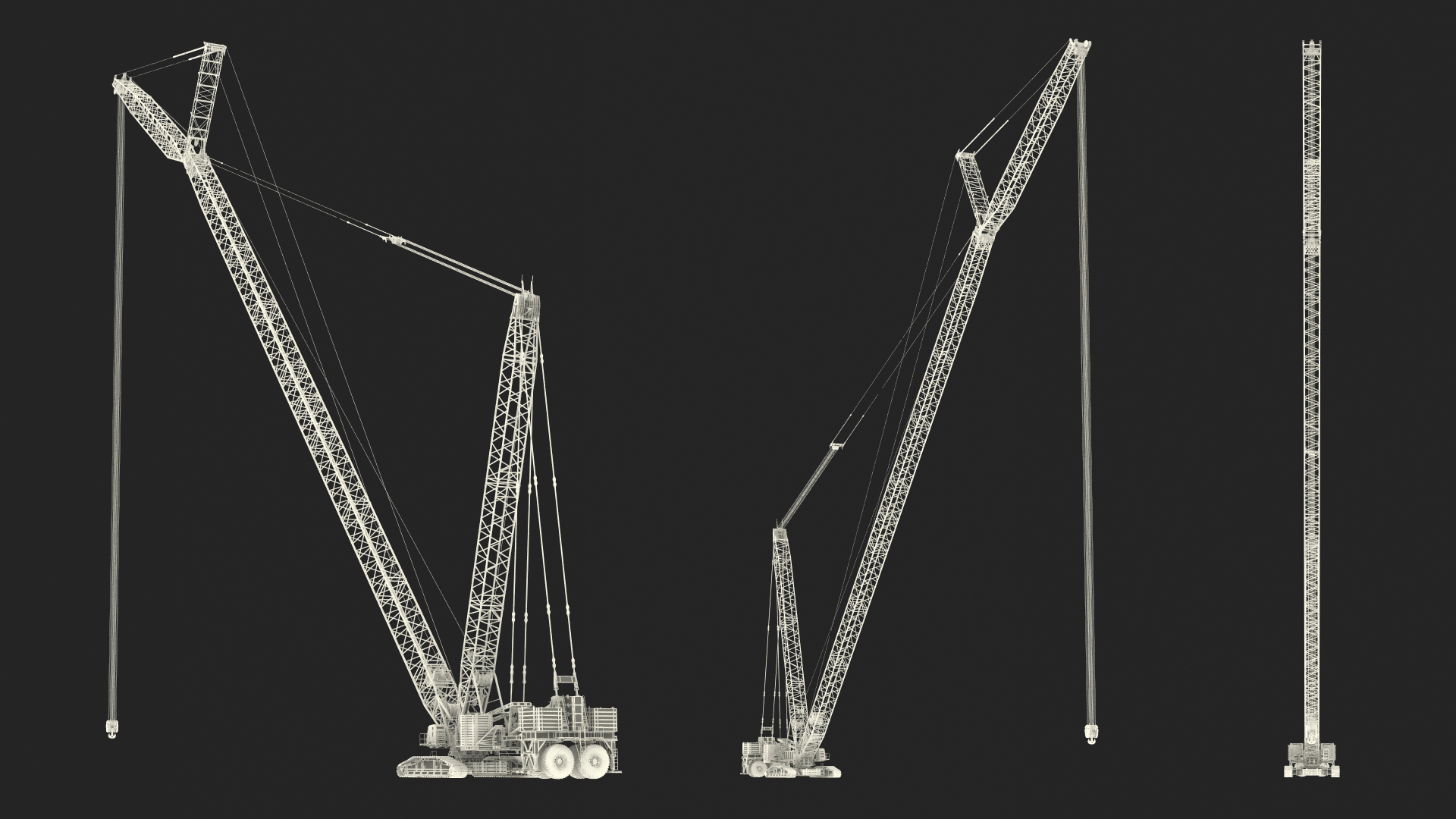 3D model Crawler Crane with Lattice Boom for Construction Rigged