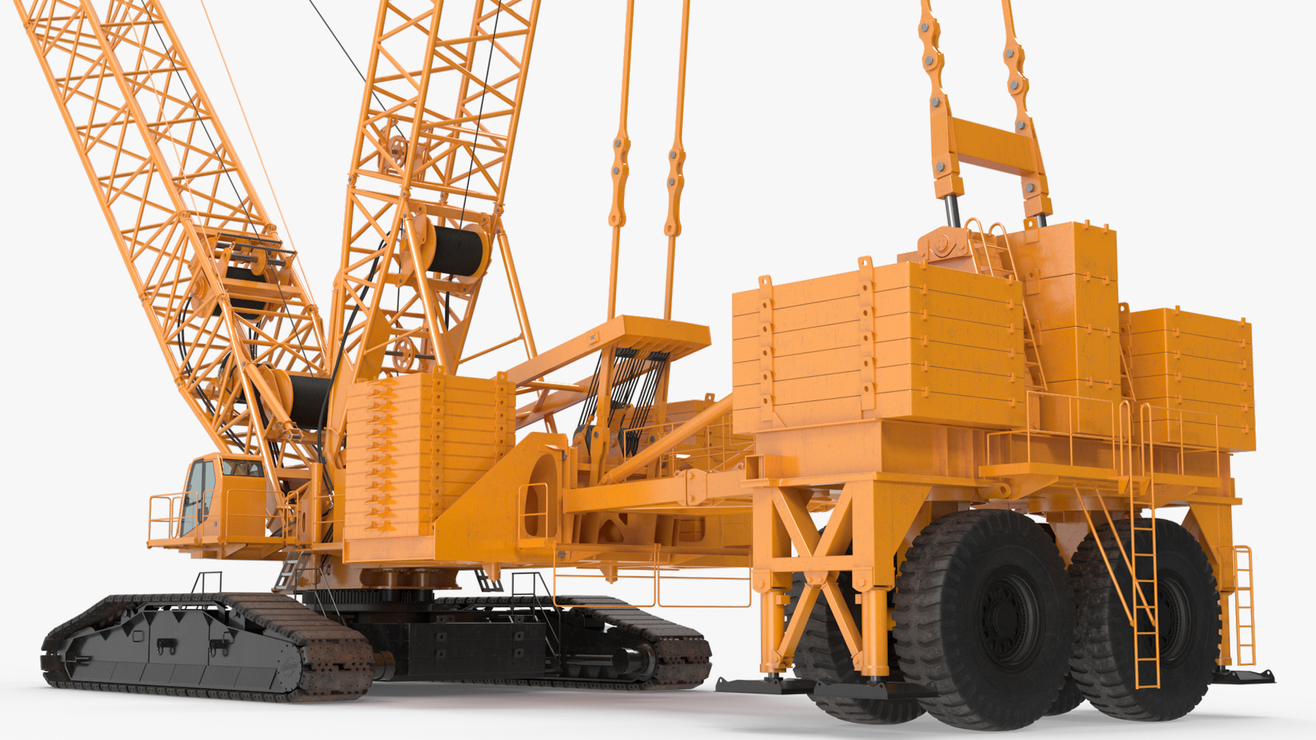 3D model Crawler Crane with Lattice Boom for Construction Rigged