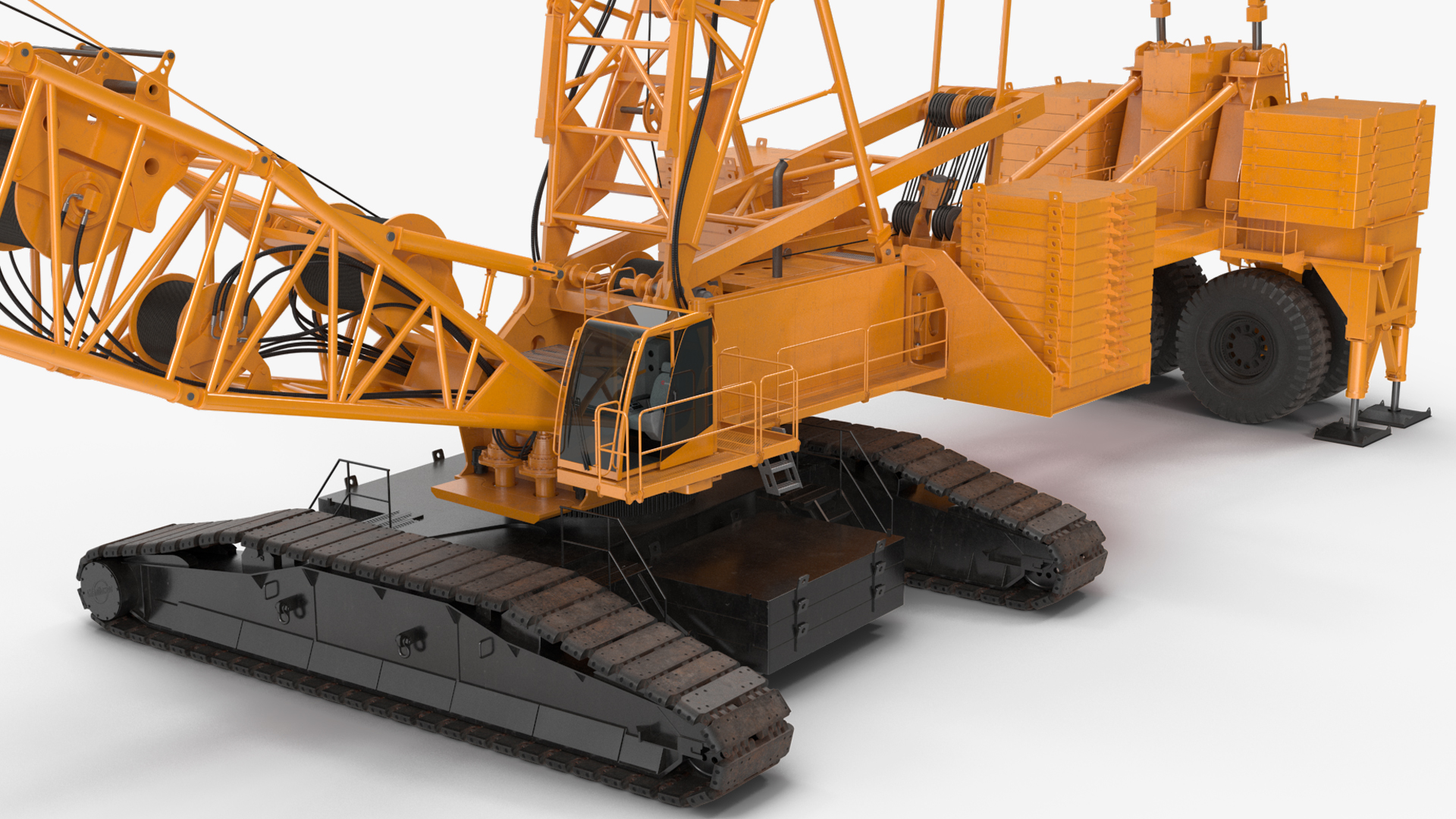3D model Crawler Crane with Lattice Boom for Construction Rigged