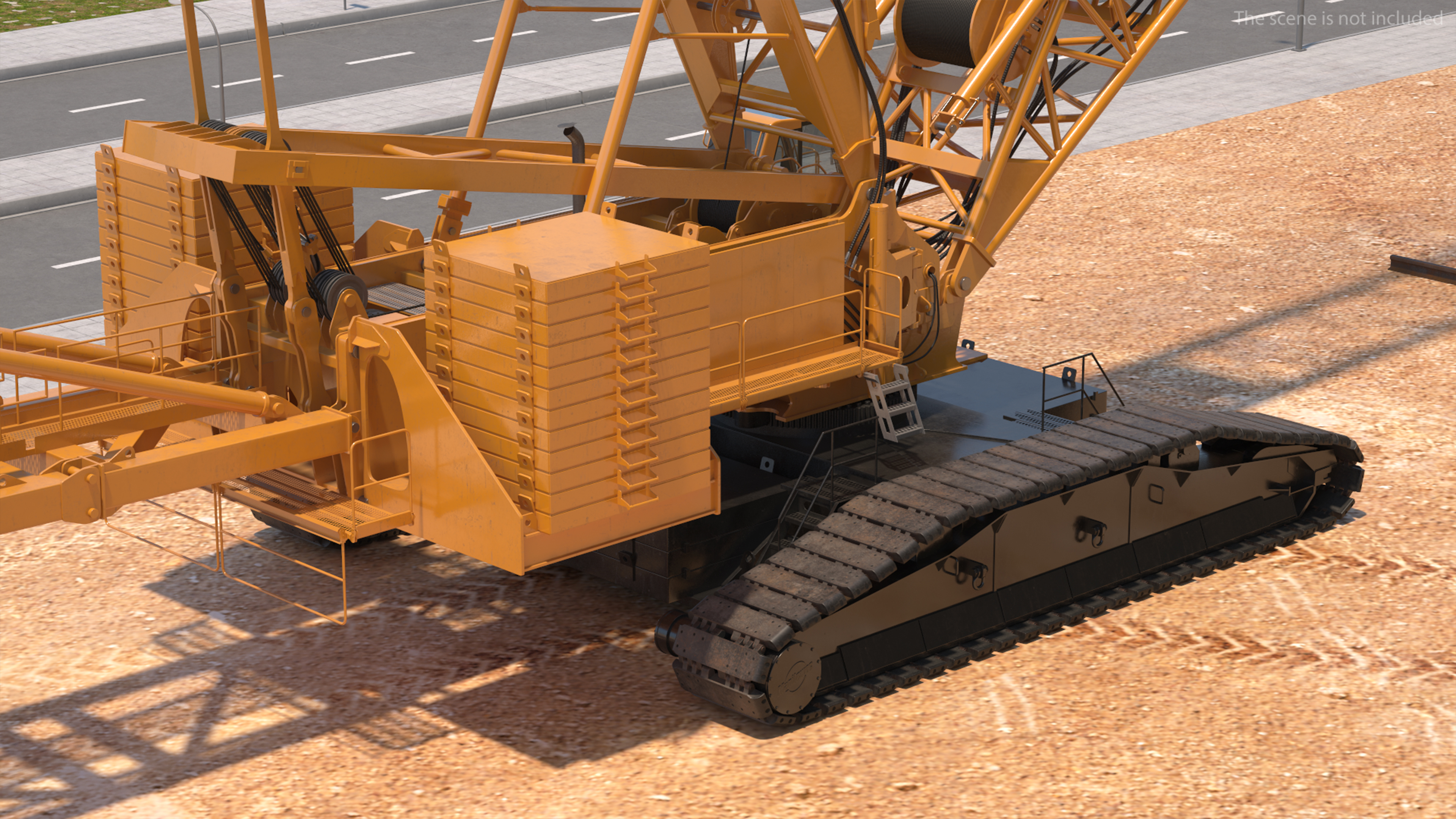 3D model Crawler Crane with Lattice Boom for Construction Rigged