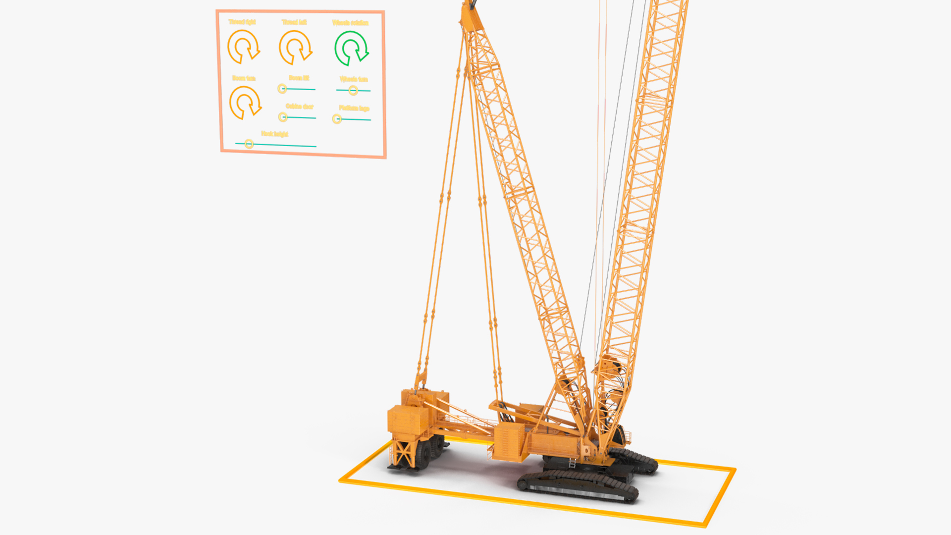 3D model Crawler Crane with Lattice Boom for Construction Rigged