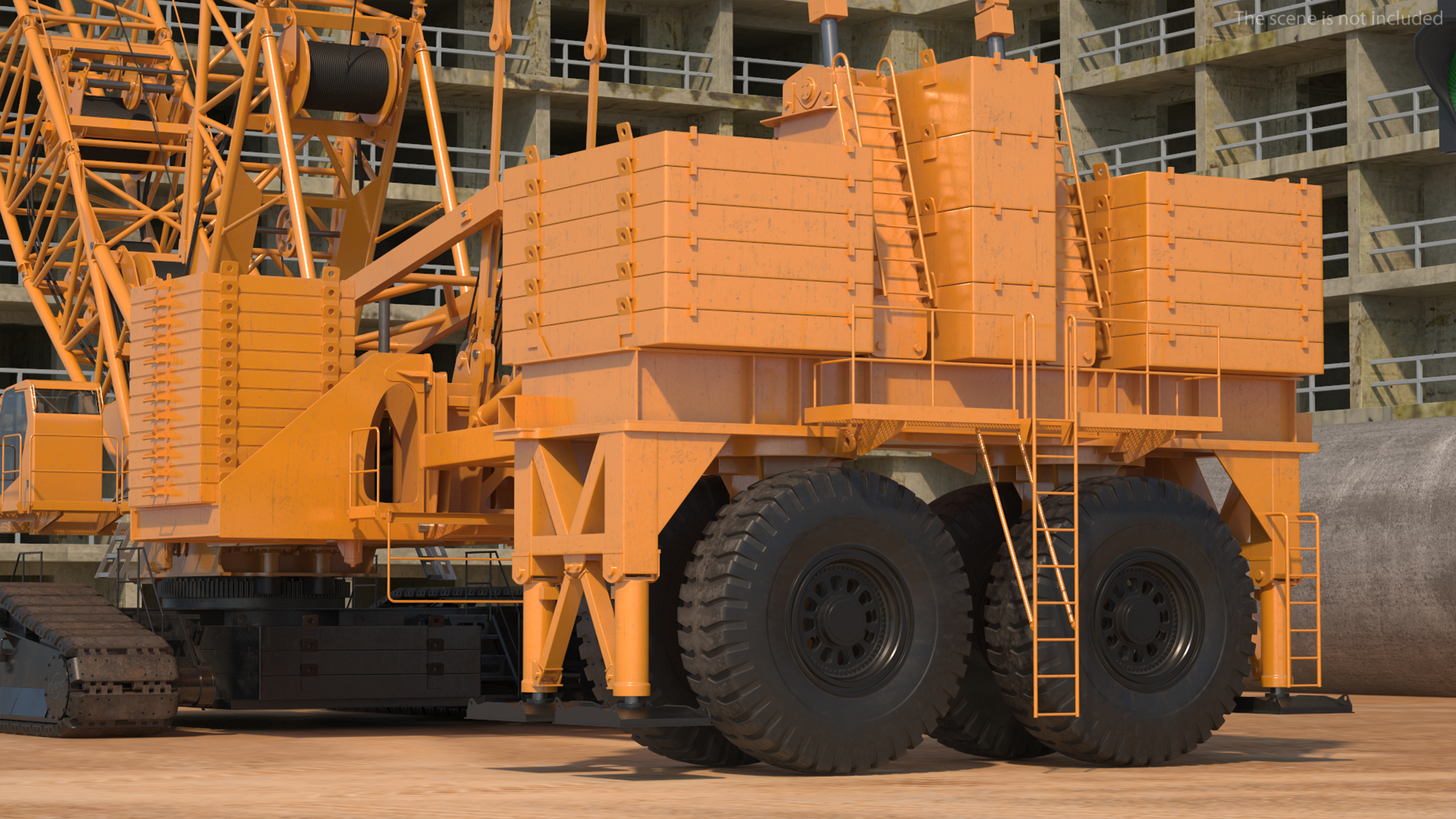 3D model Crawler Crane with Lattice Boom for Construction Rigged