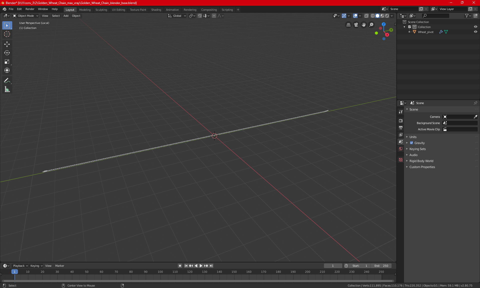 3D Golden Wheat Chain model