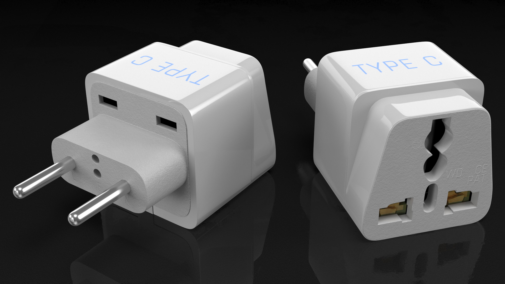 3D model Type C Universal Plug Adapter White