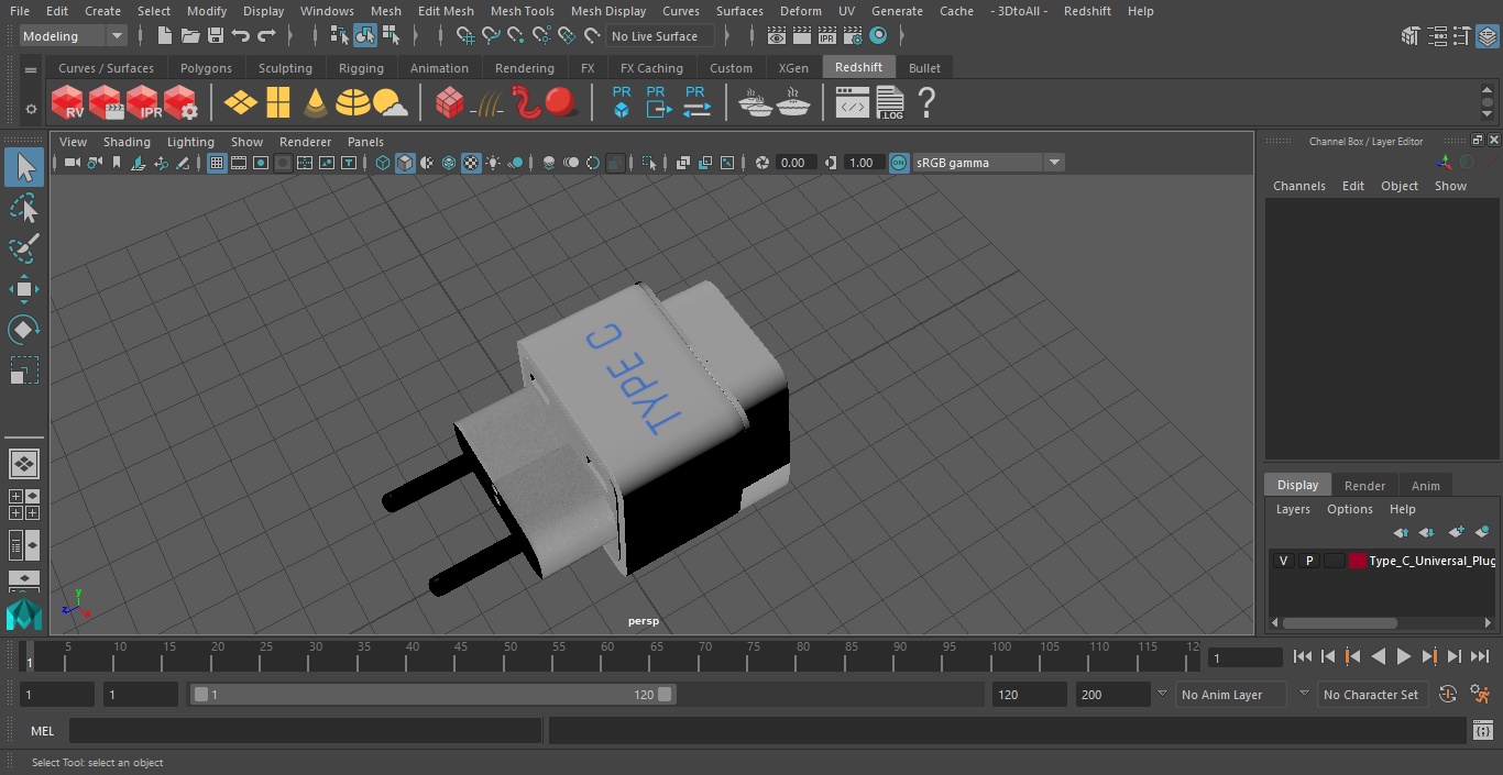 3D model Type C Universal Plug Adapter White