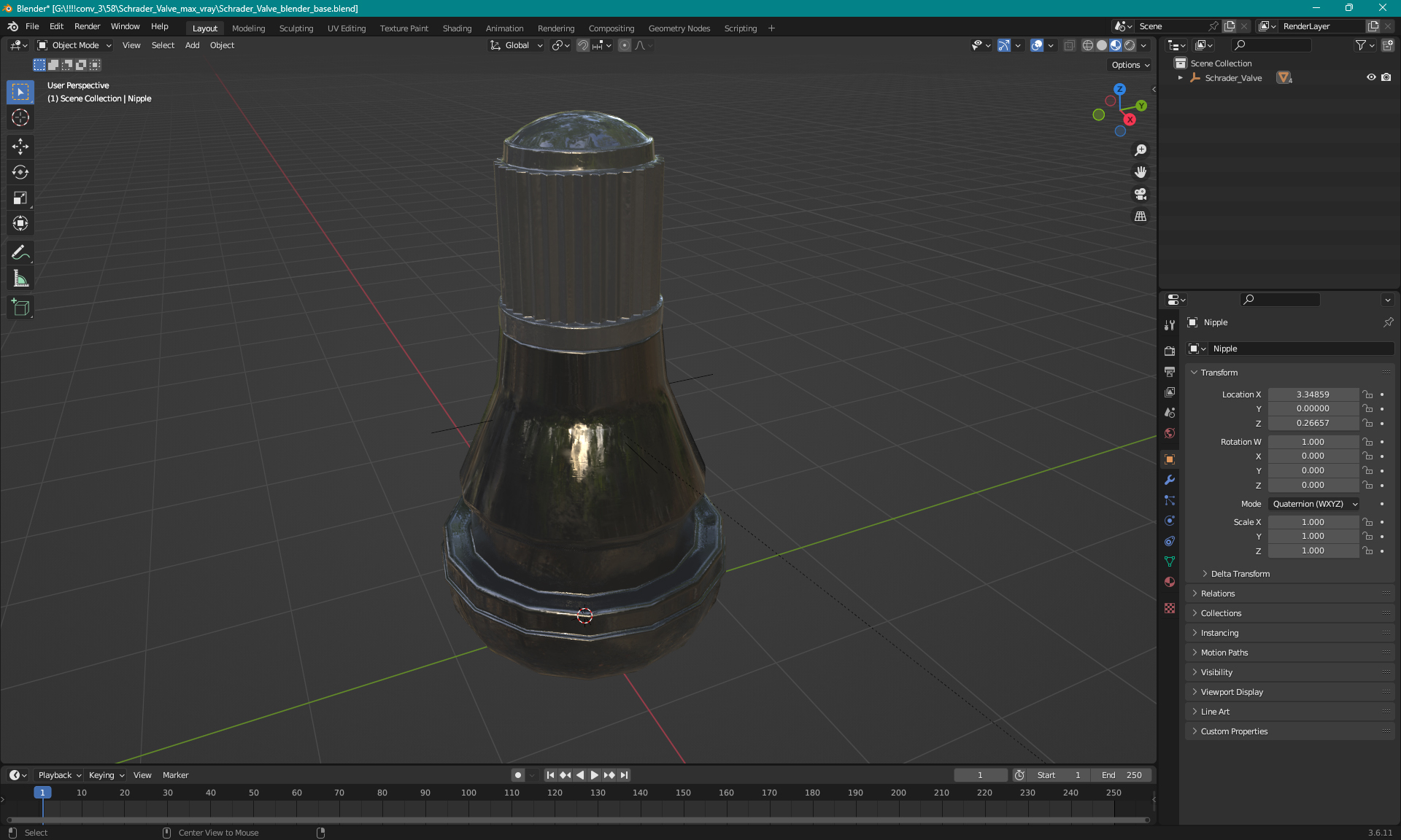 Schrader Valve 3D model