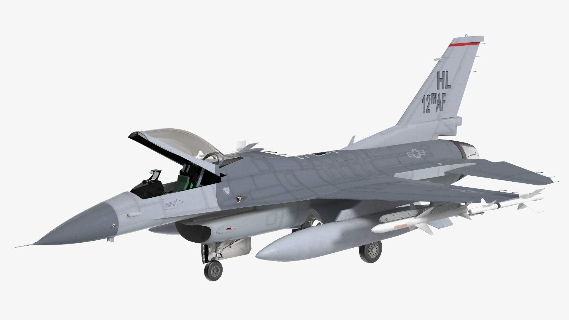 3D Fighter F-16 with Missile Launcher LAU-129 Rigged for Maya model