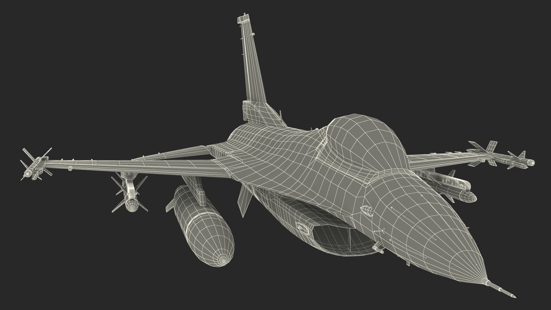 3D Fighter F-16 with Missile Launcher LAU-129 Rigged for Maya model