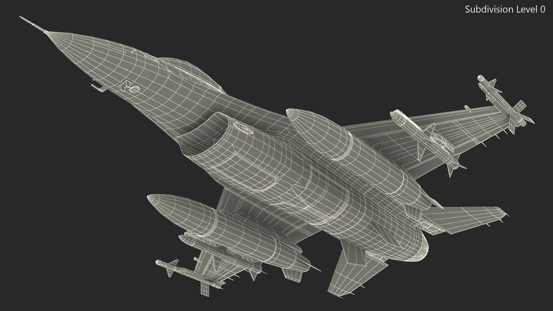 3D Fighter F-16 with Missile Launcher LAU-129 Rigged for Maya model