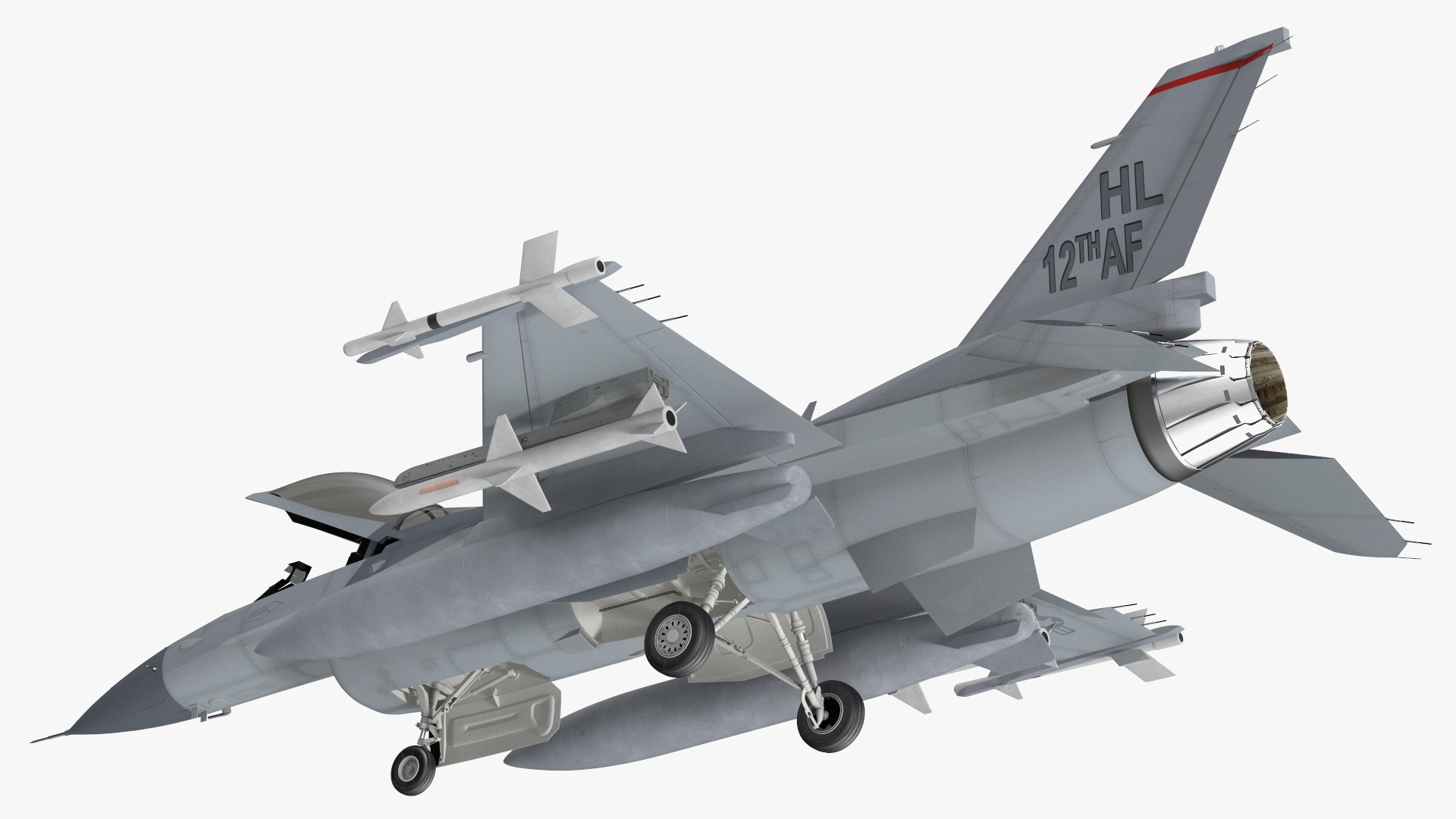 3D Fighter F-16 with Missile Launcher LAU-129 Rigged for Maya model