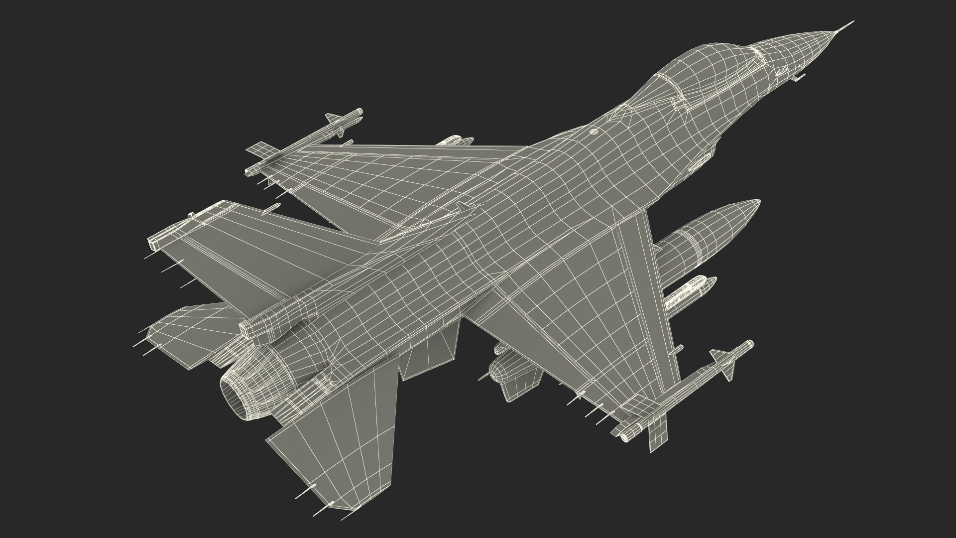 3D Fighter F-16 with Missile Launcher LAU-129 Rigged for Maya model