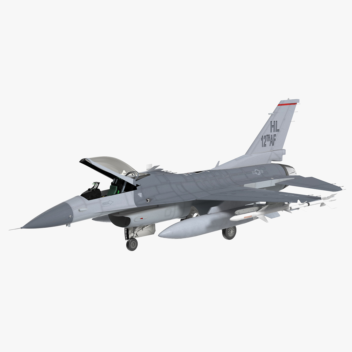 3D Fighter F-16 with Missile Launcher LAU-129 Rigged for Maya model