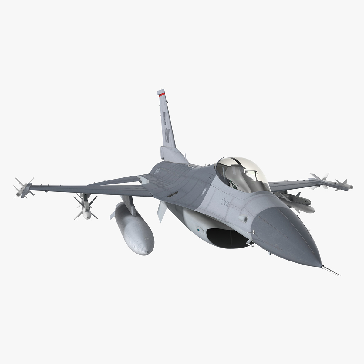 3D Fighter F-16 with Missile Launcher LAU-129 Rigged for Maya model