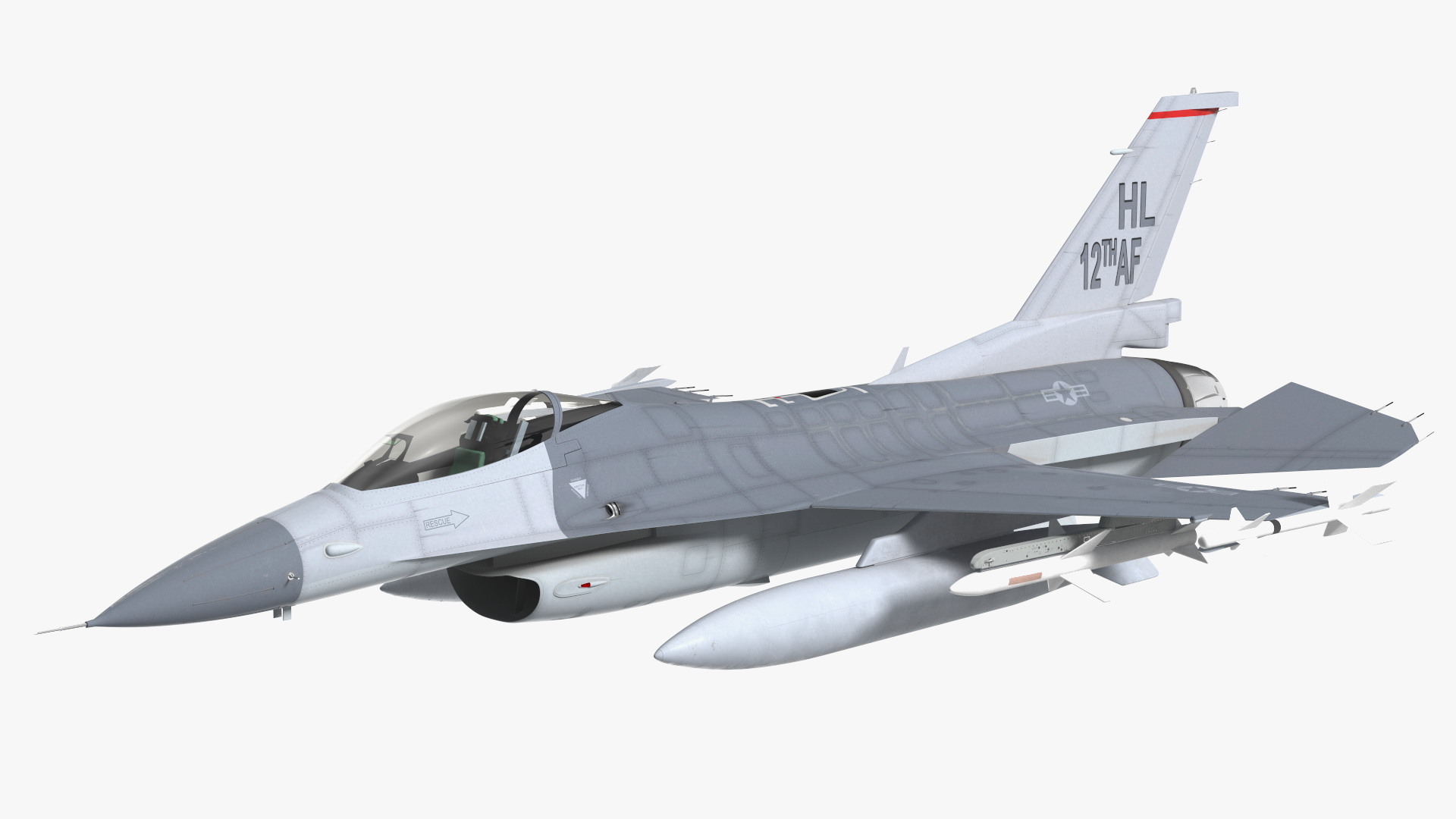 3D Fighter F-16 with Missile Launcher LAU-129 Rigged for Maya model
