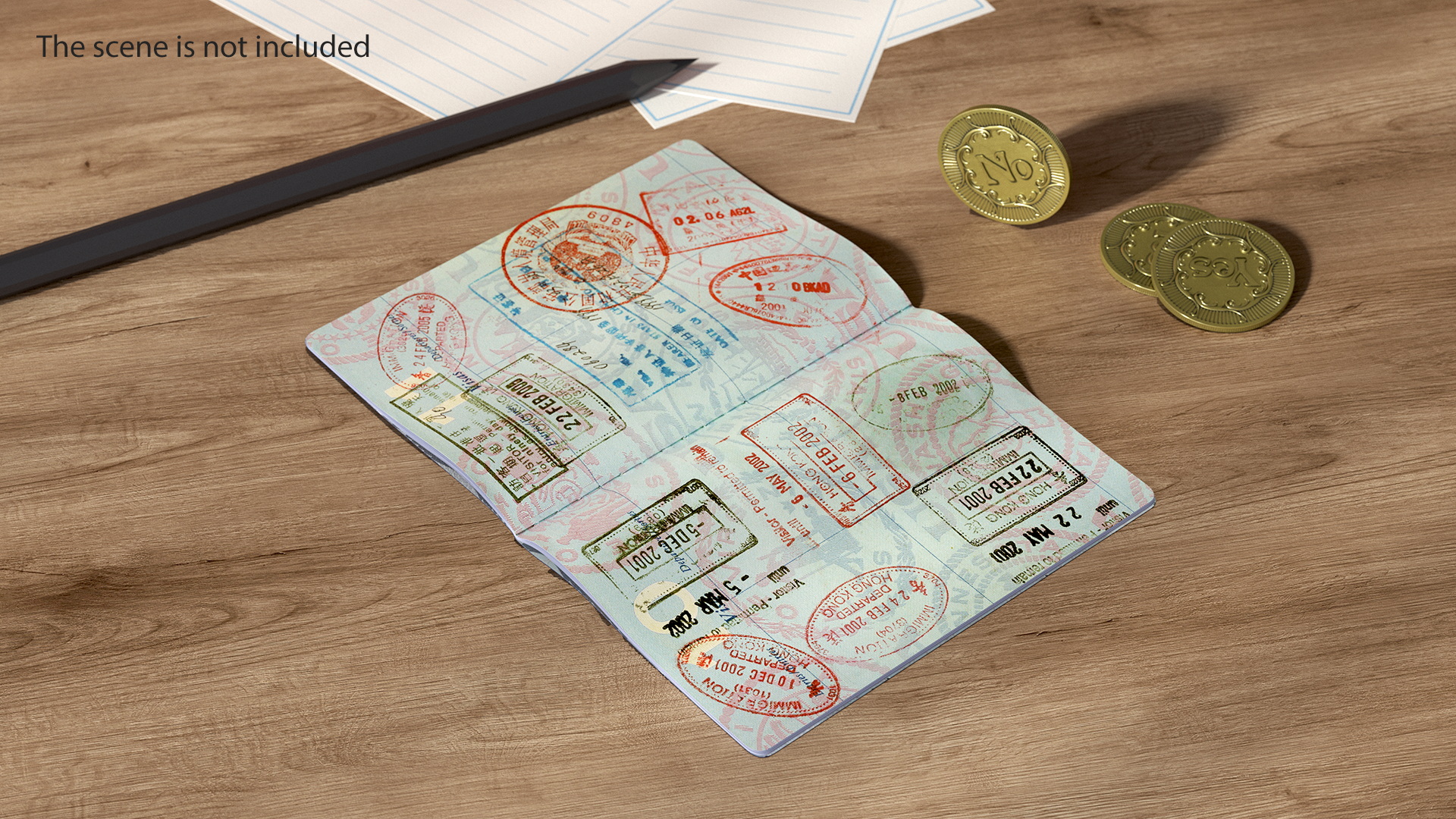 3D Passport of US with Travel Stamps model