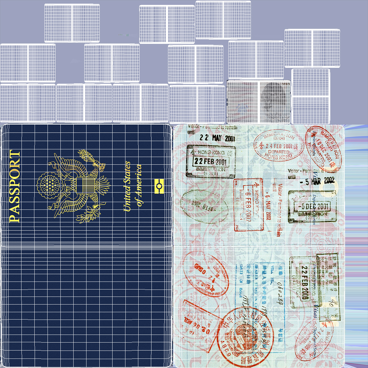 3D Passport of US with Travel Stamps model