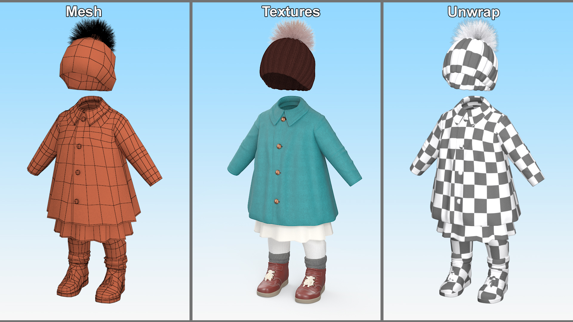Outdoor Autumn Clothes for Girls 3D