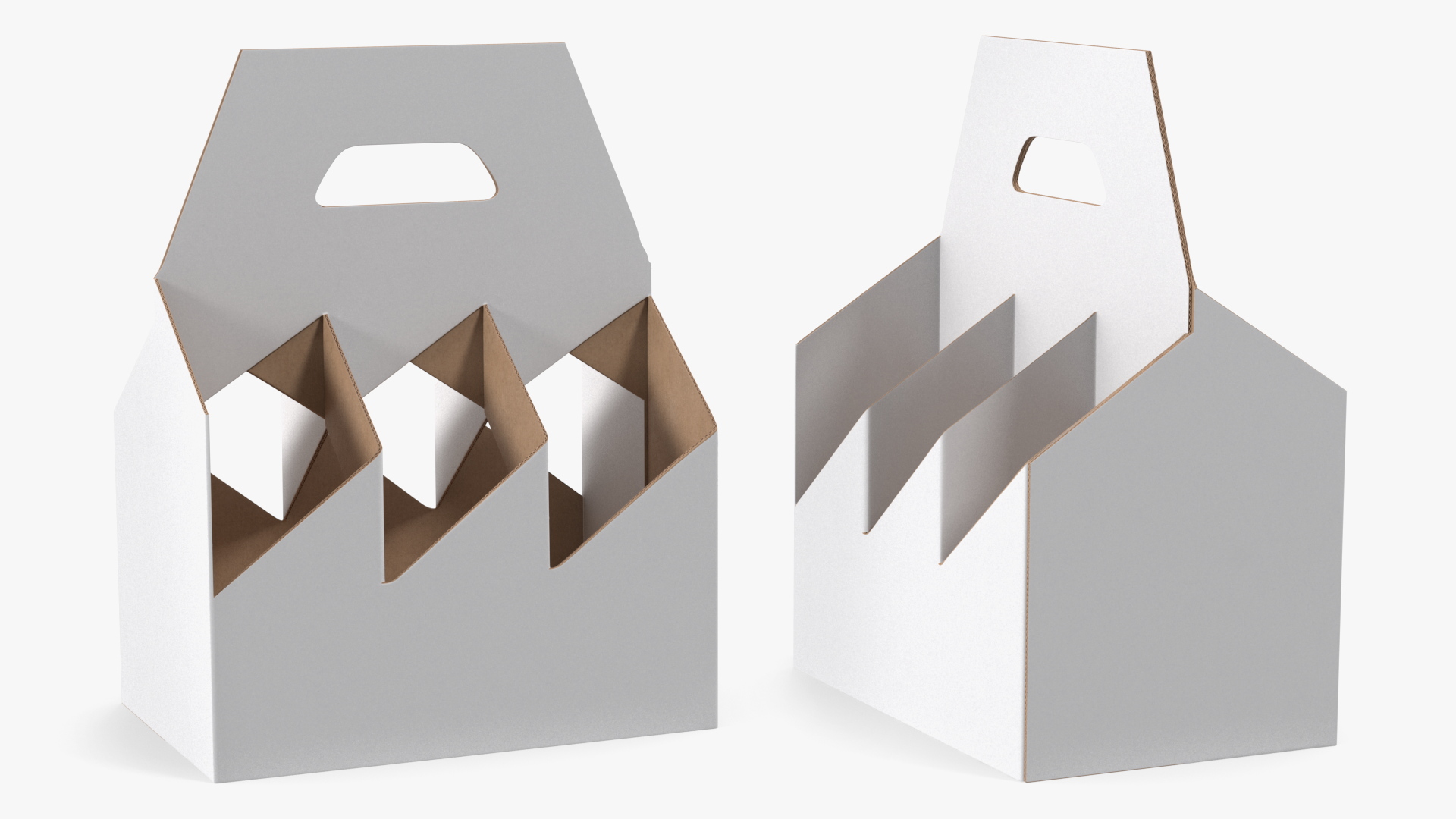 Six Pack Bottle White Cardboard Carrier Box Empty 3D model