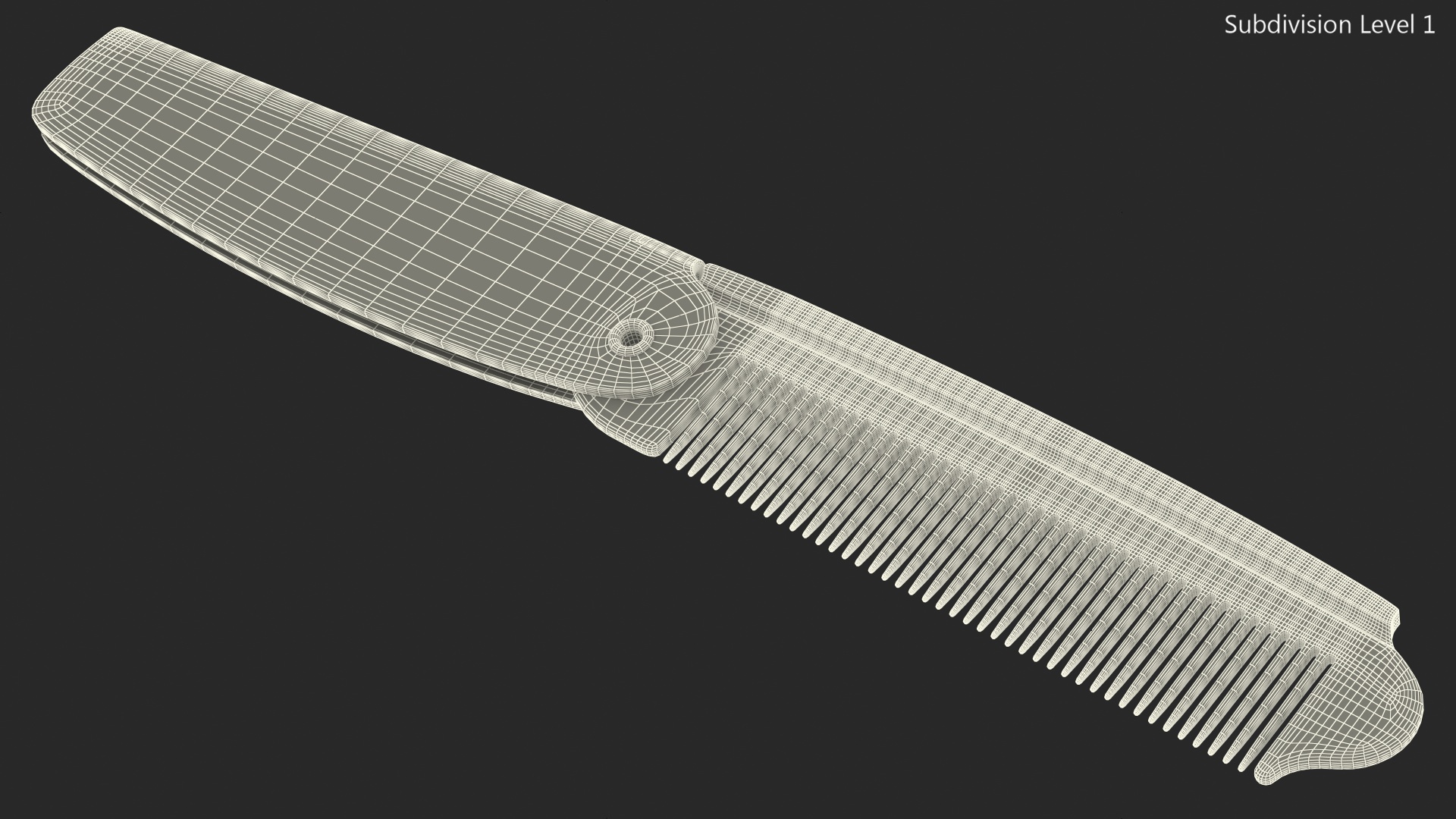 3D model Folding Pocket Comb Brown