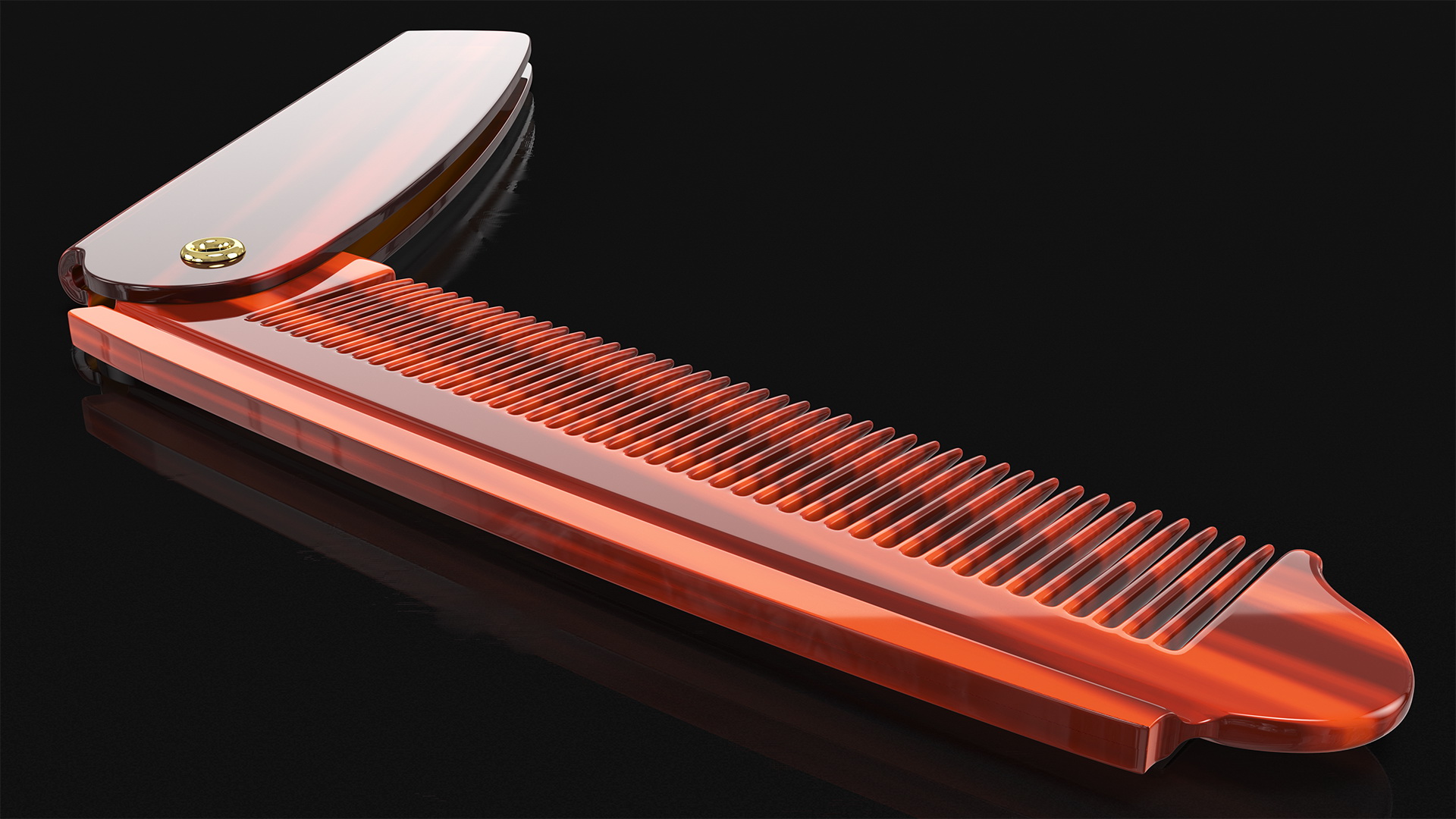 3D model Folding Pocket Comb Brown