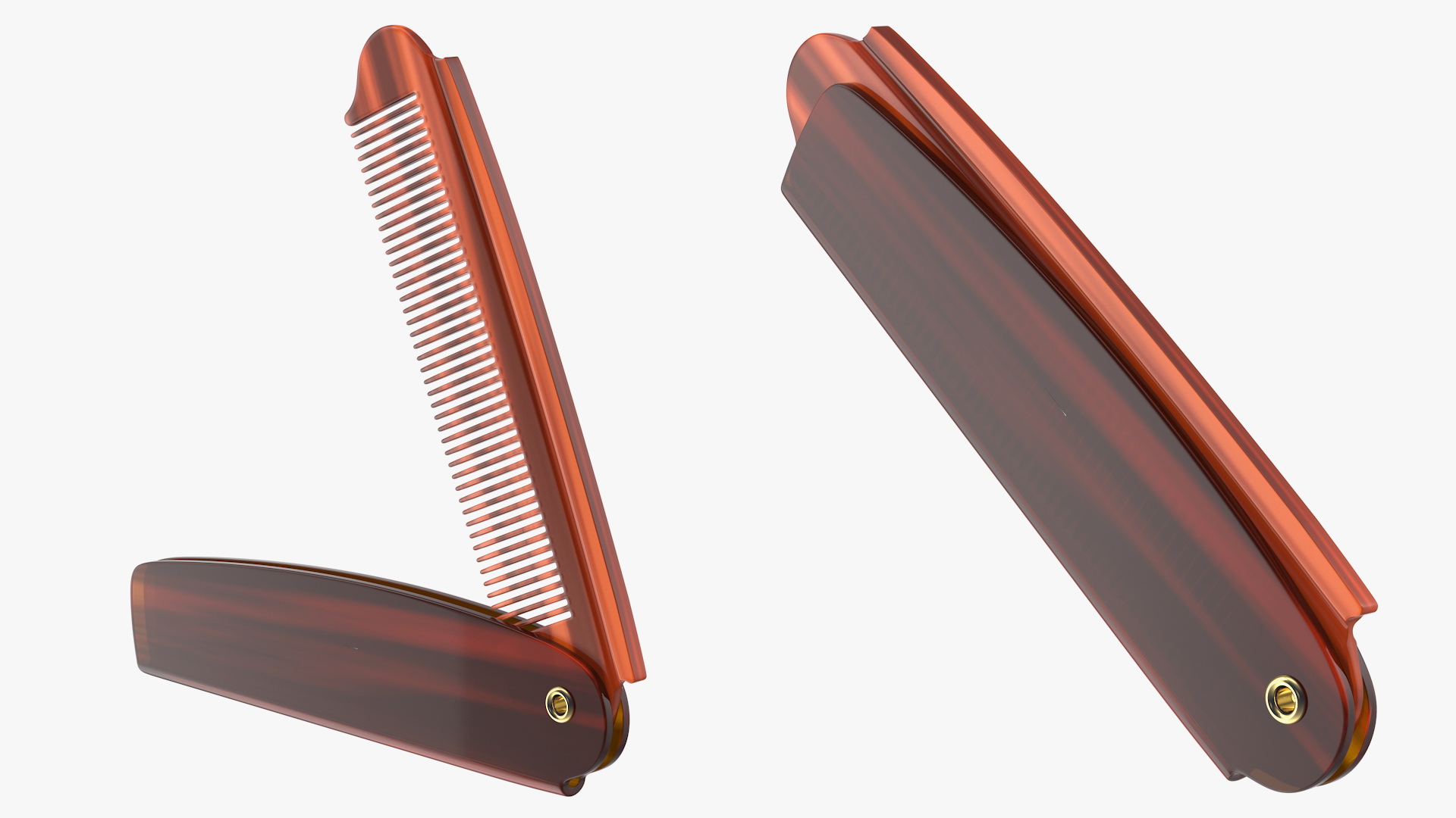 3D model Folding Pocket Comb Brown