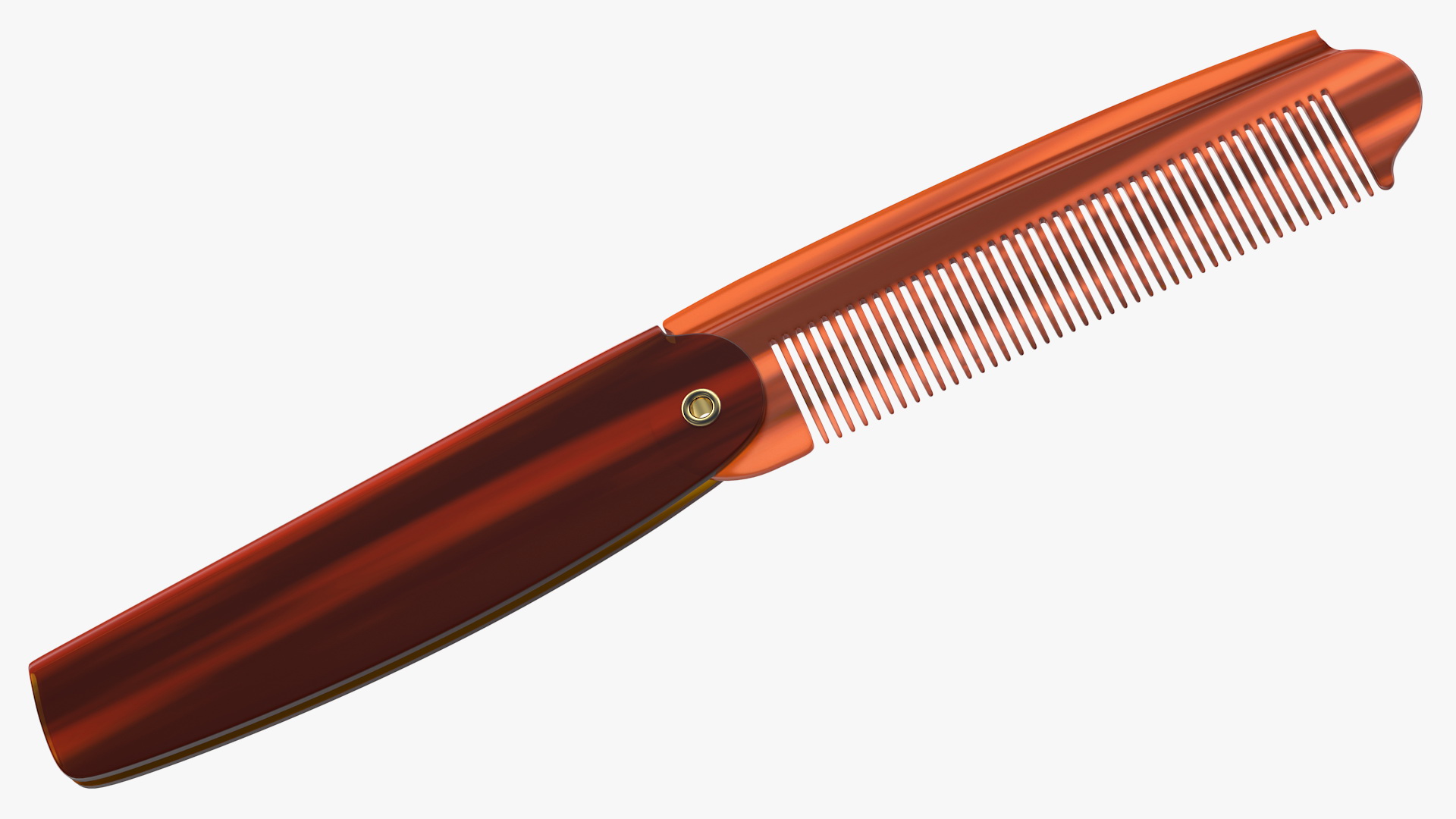 3D model Folding Pocket Comb Brown