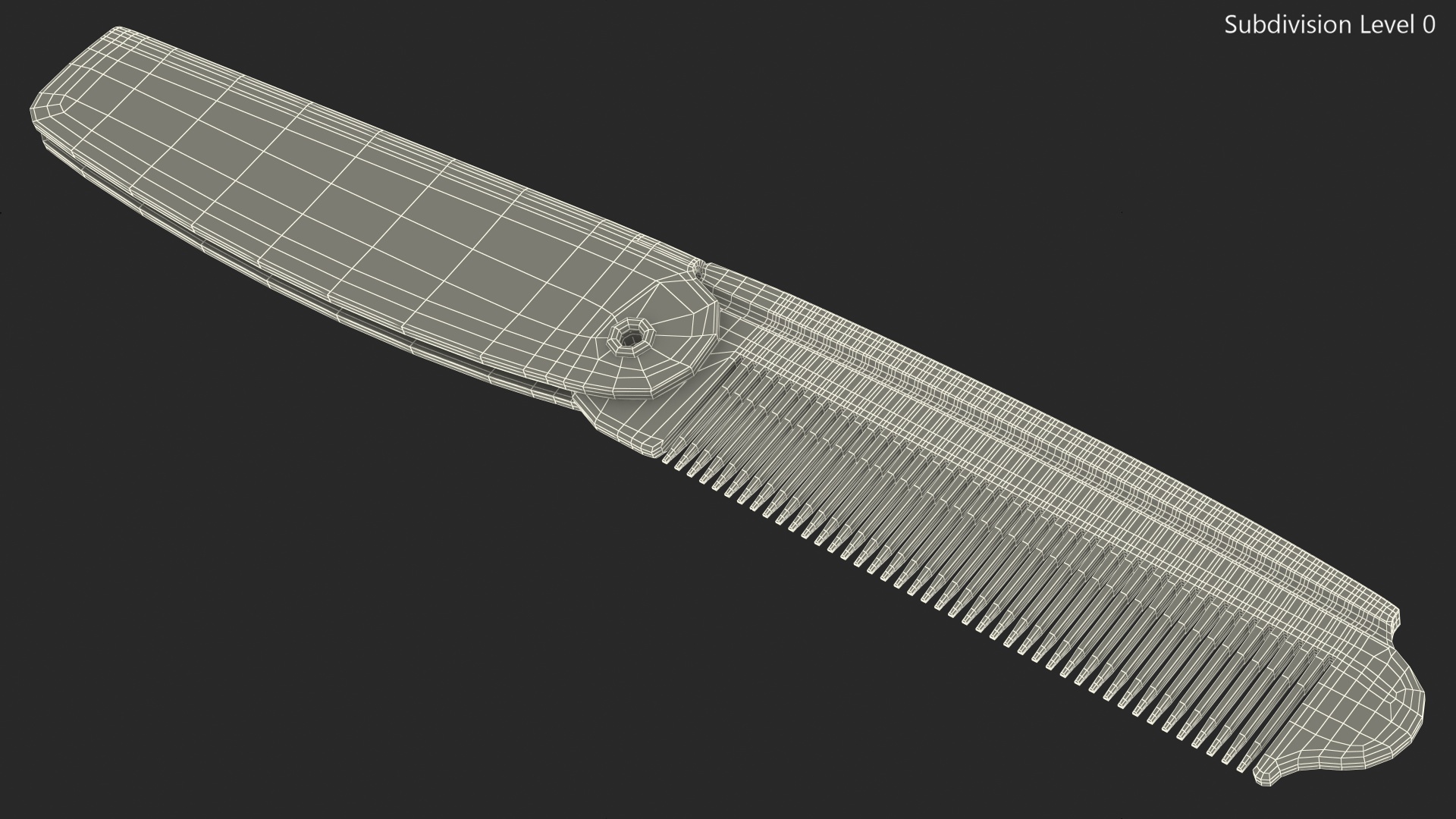 3D model Folding Pocket Comb Brown