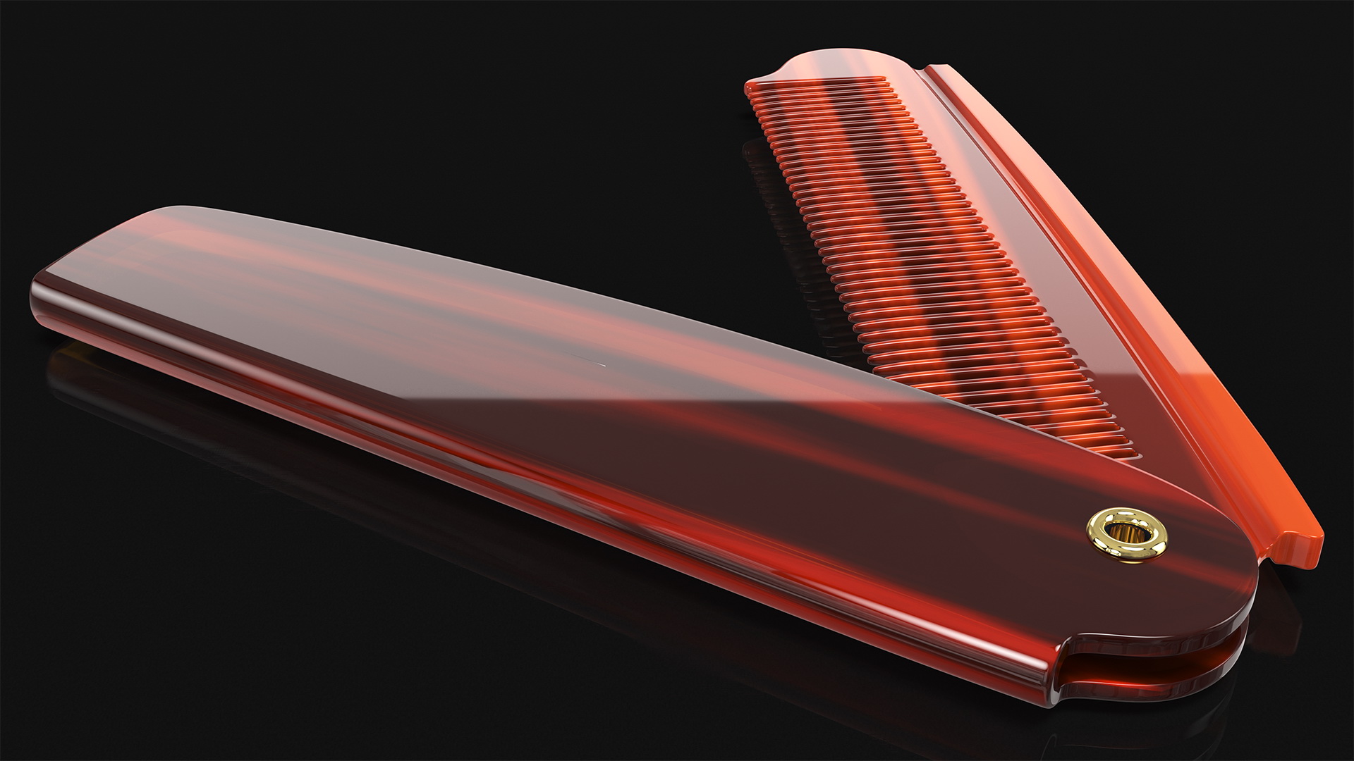 3D model Folding Pocket Comb Brown