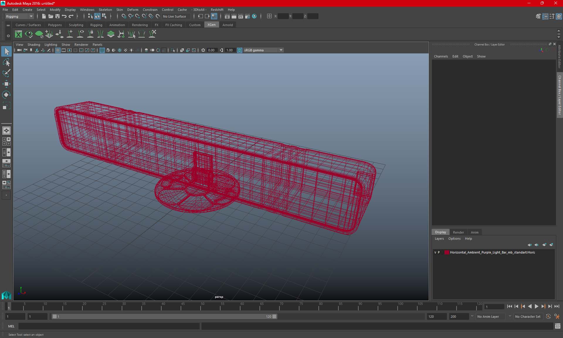3D Horizontal Backlight Lamp Switched Off for 3D Print