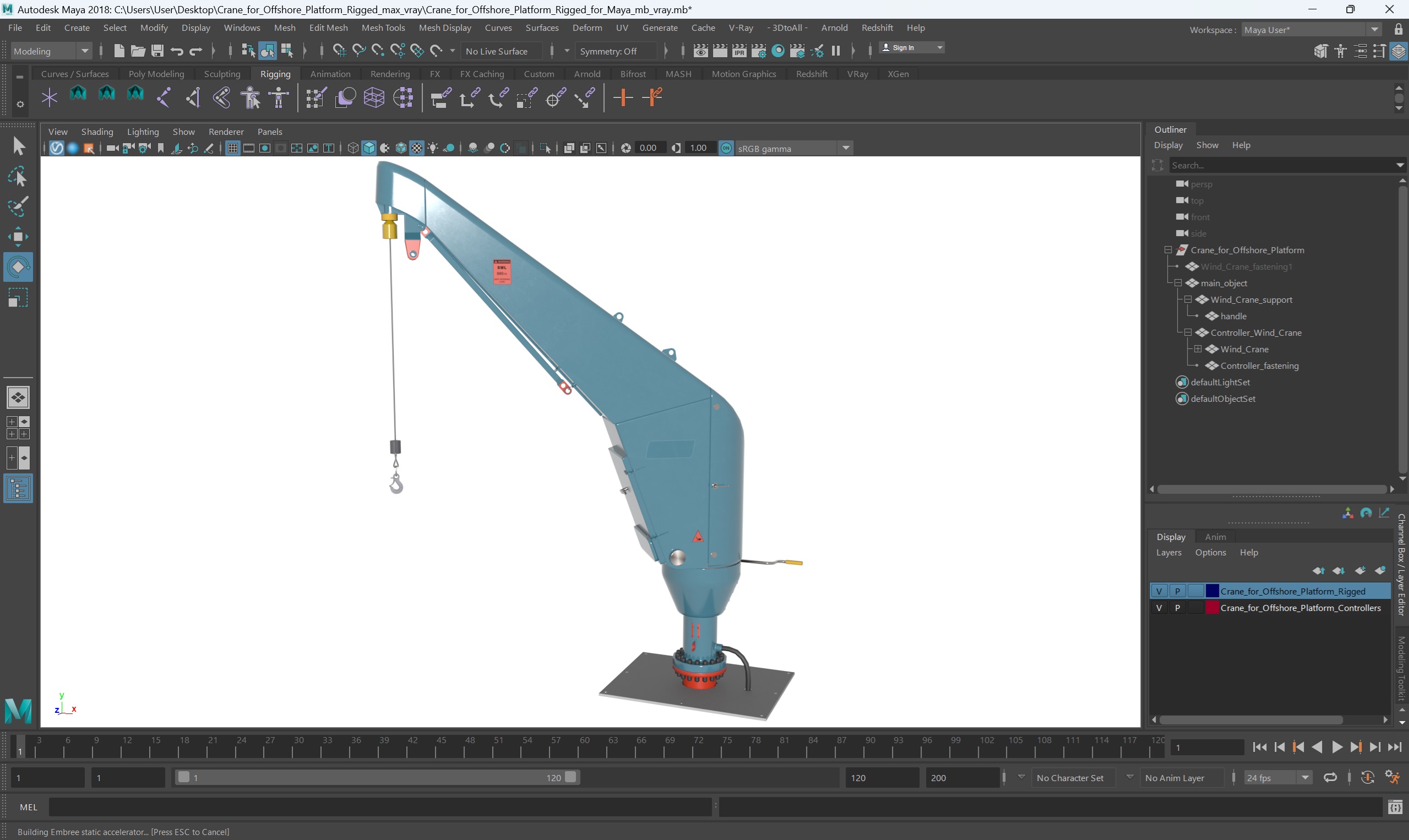 3D Crane for Offshore Platform Rigged for Maya model