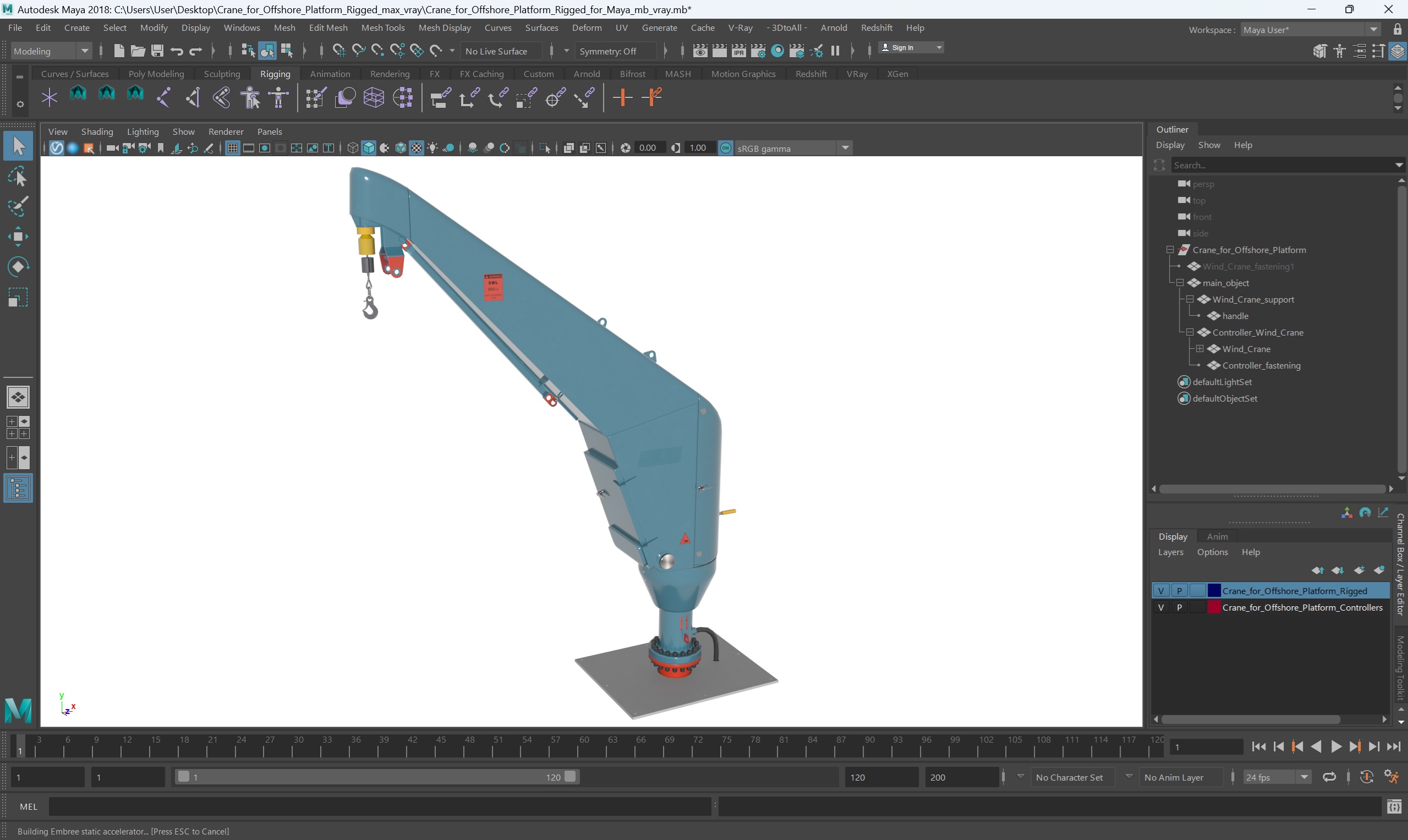 3D Crane for Offshore Platform Rigged for Maya model