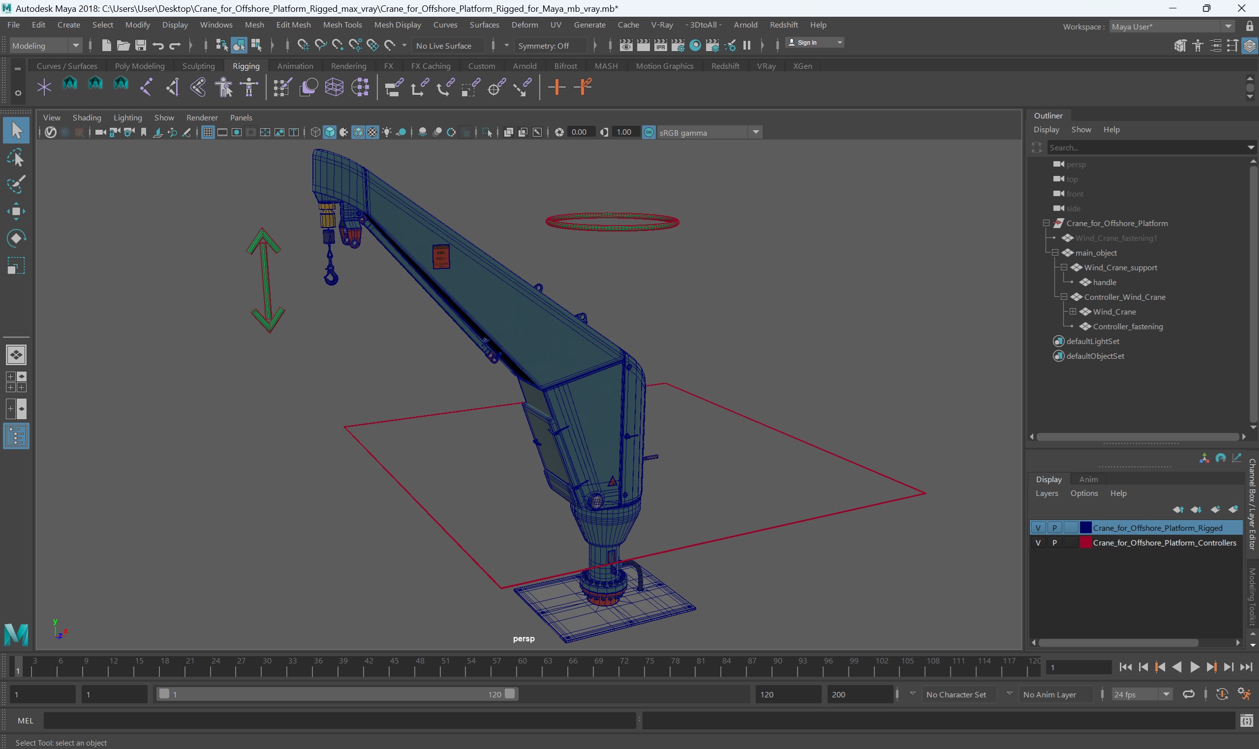 3D Crane for Offshore Platform Rigged for Maya model